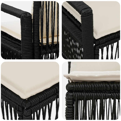 Gartensofa-set 6 stk. Schwarz Poly-Rattan