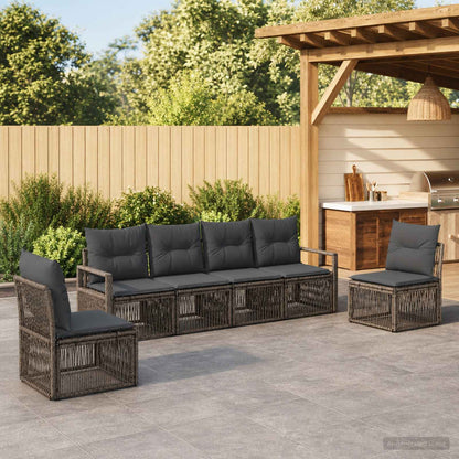 Gartensofa-set 6 stk. Grau Poly-Rattan