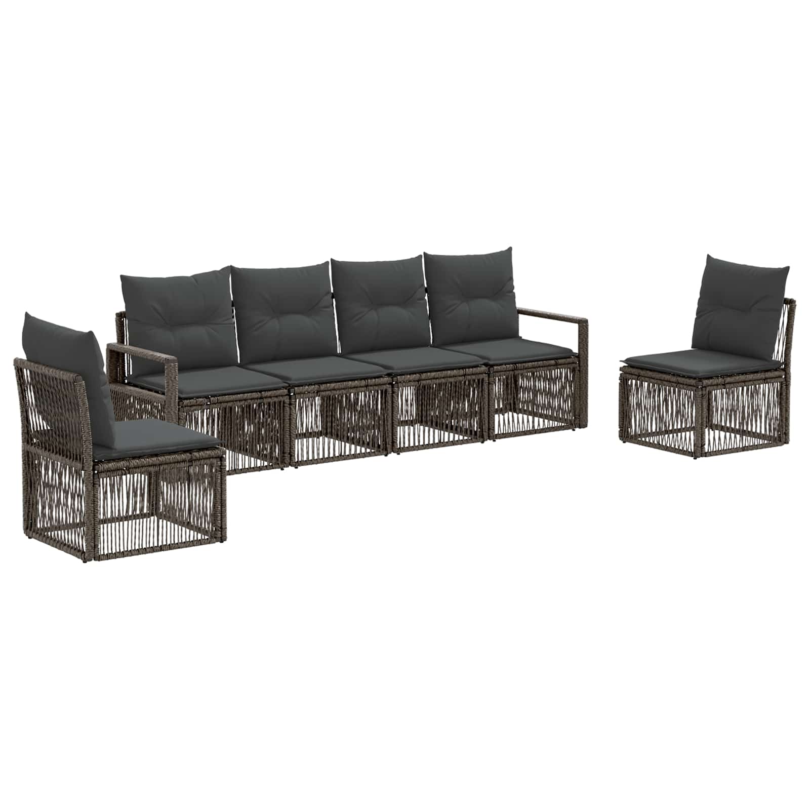 Gartensofa-set 6 pcs Grau Poly-Rattan
