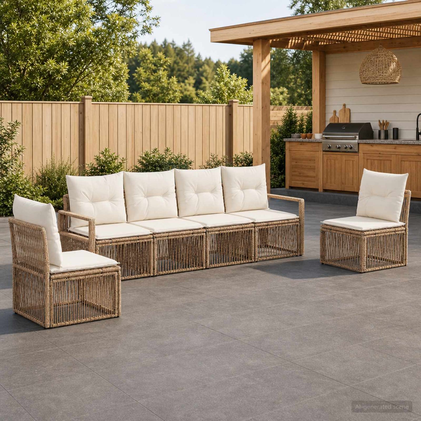 Gartensofa-set 6 pcs Beige Poly-Rattan