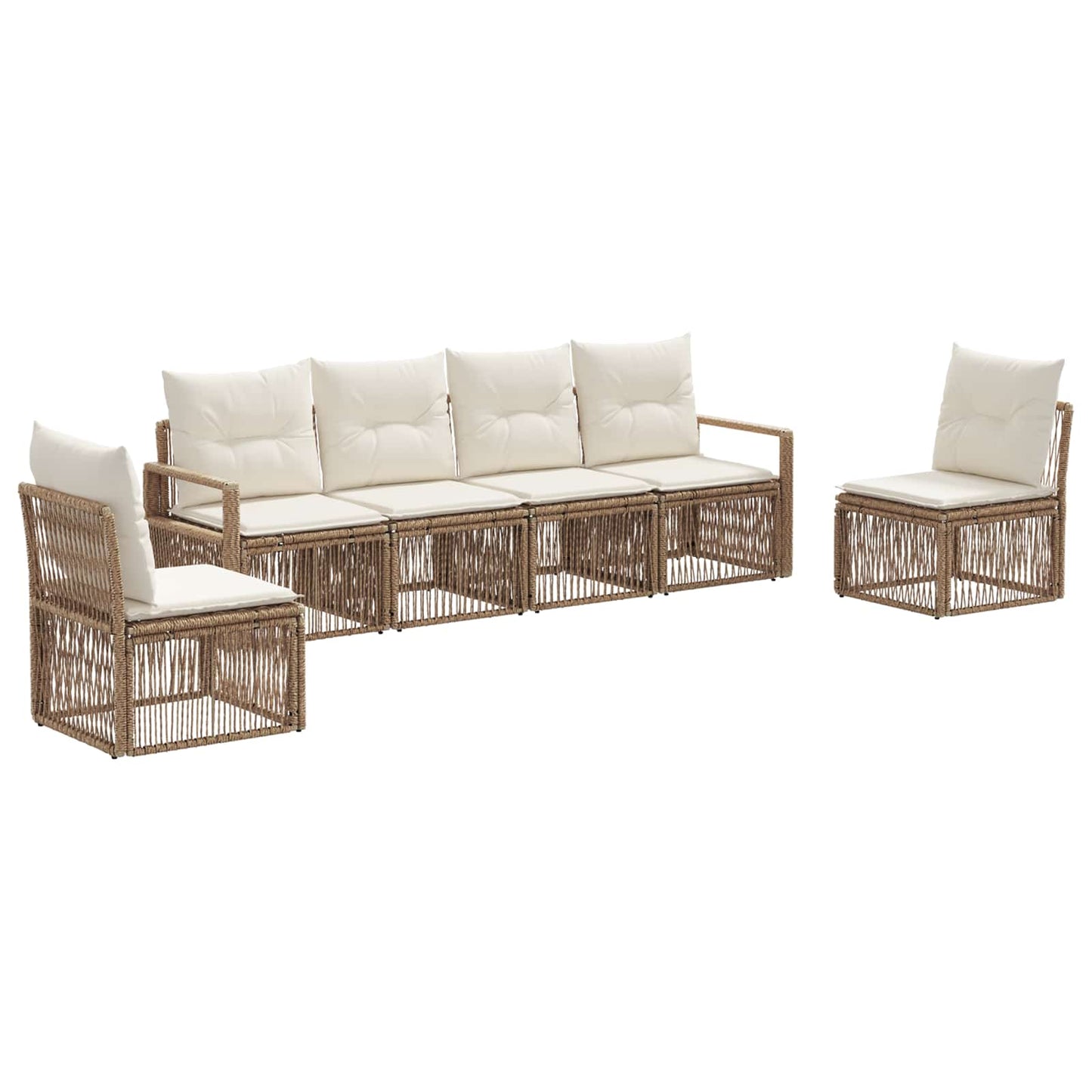 Gartensofa-set 6 pcs Beige Poly-Rattan