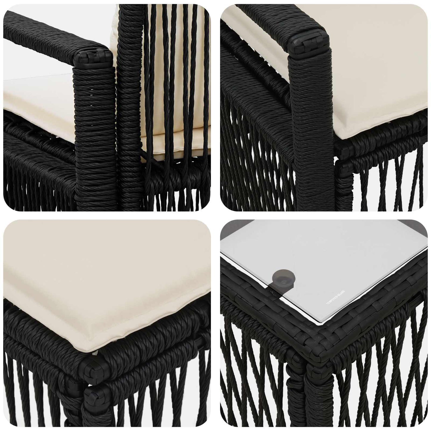 Gartensofa-set 7 stk. Schwarz Poly-Rattan