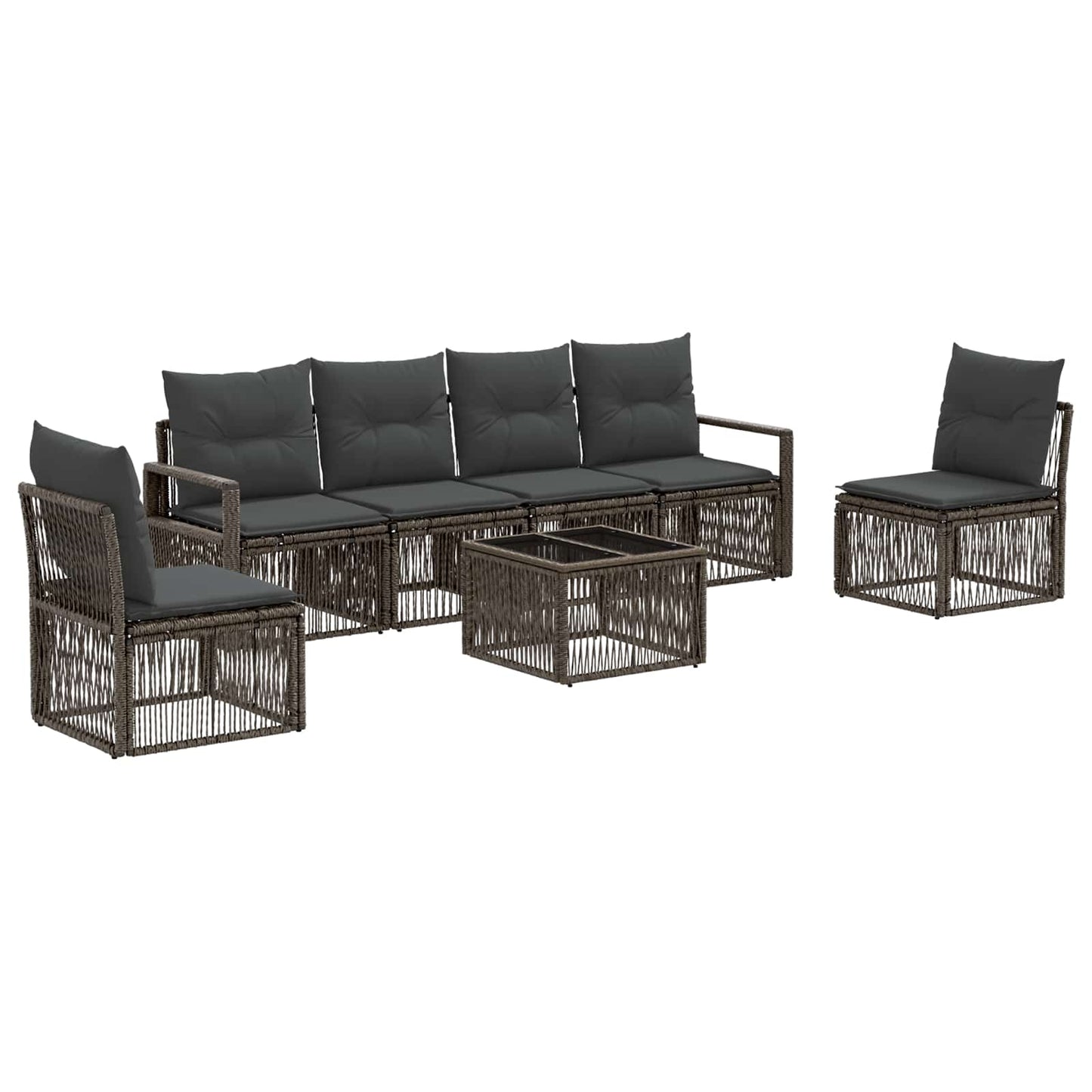 Gartensofa-set 7 stk. Grau Poly-Rattan