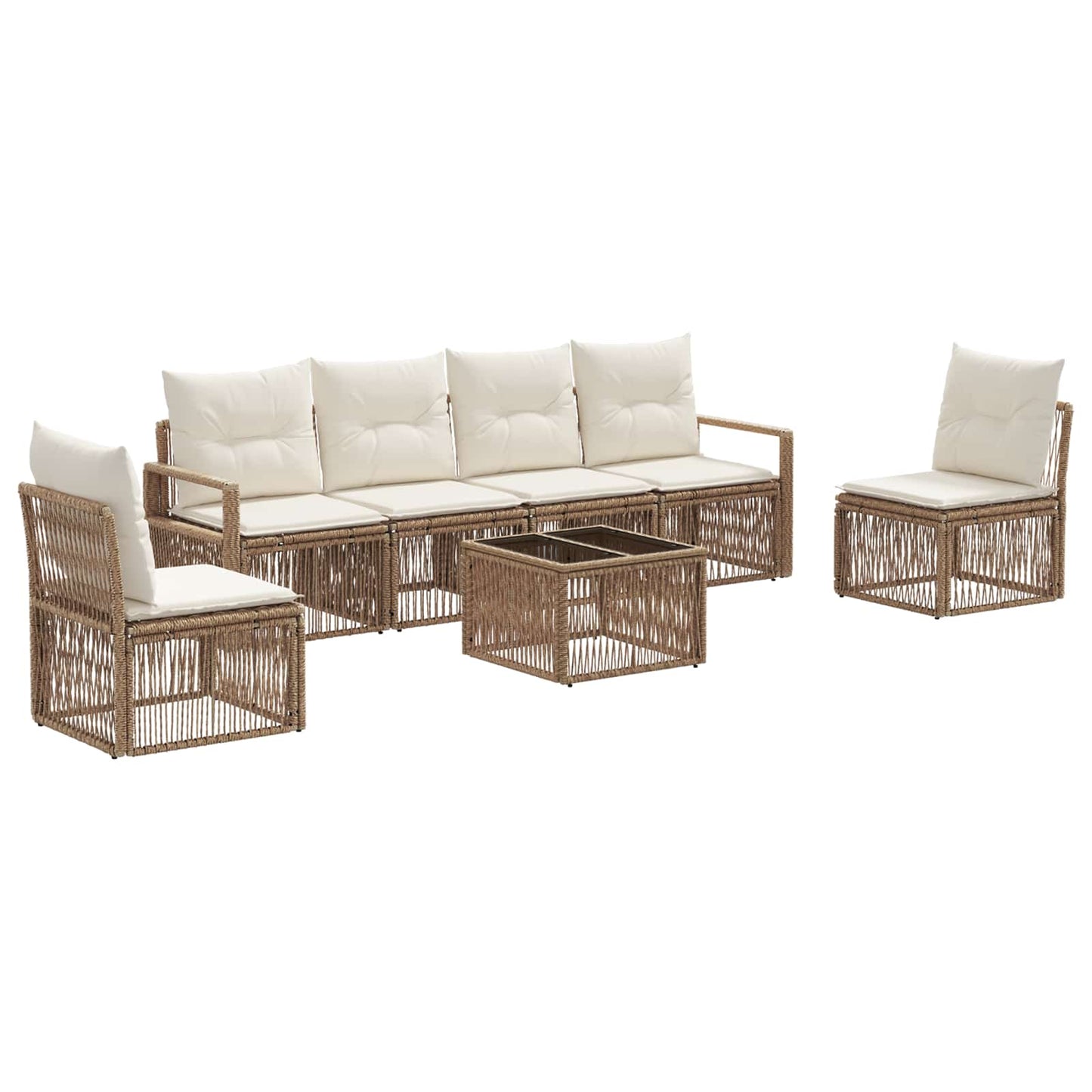 Gartensofa-set 7 pcs Beige Poly-Rattan