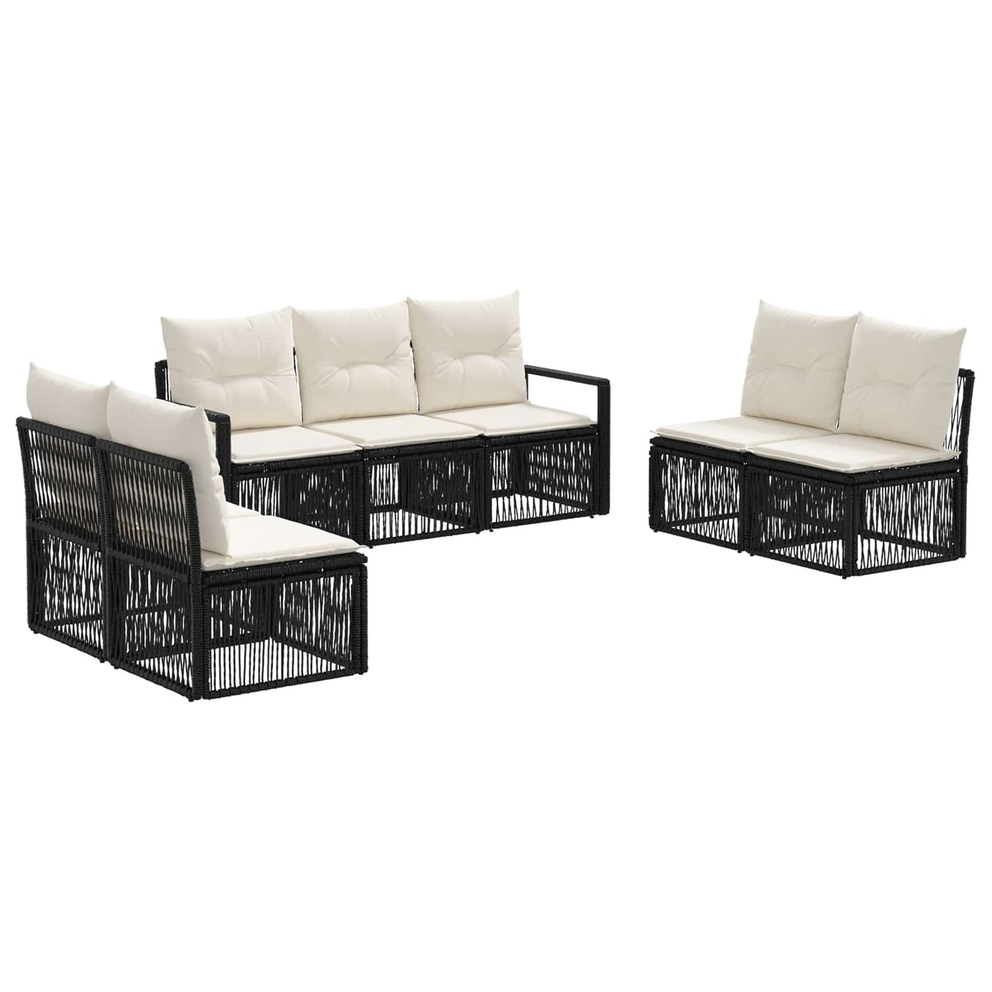 Gartensofa-set 7 stk. Schwarz Poly-Rattan