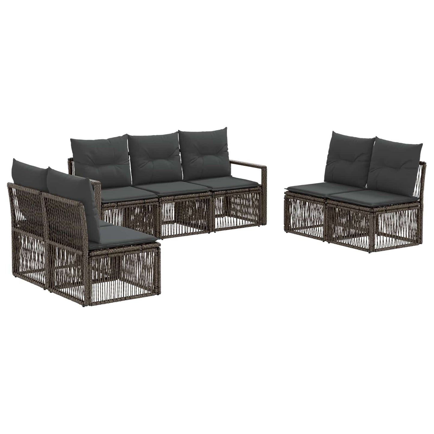 Gartensofa-set 7 pcs Grau Poly-Rattan