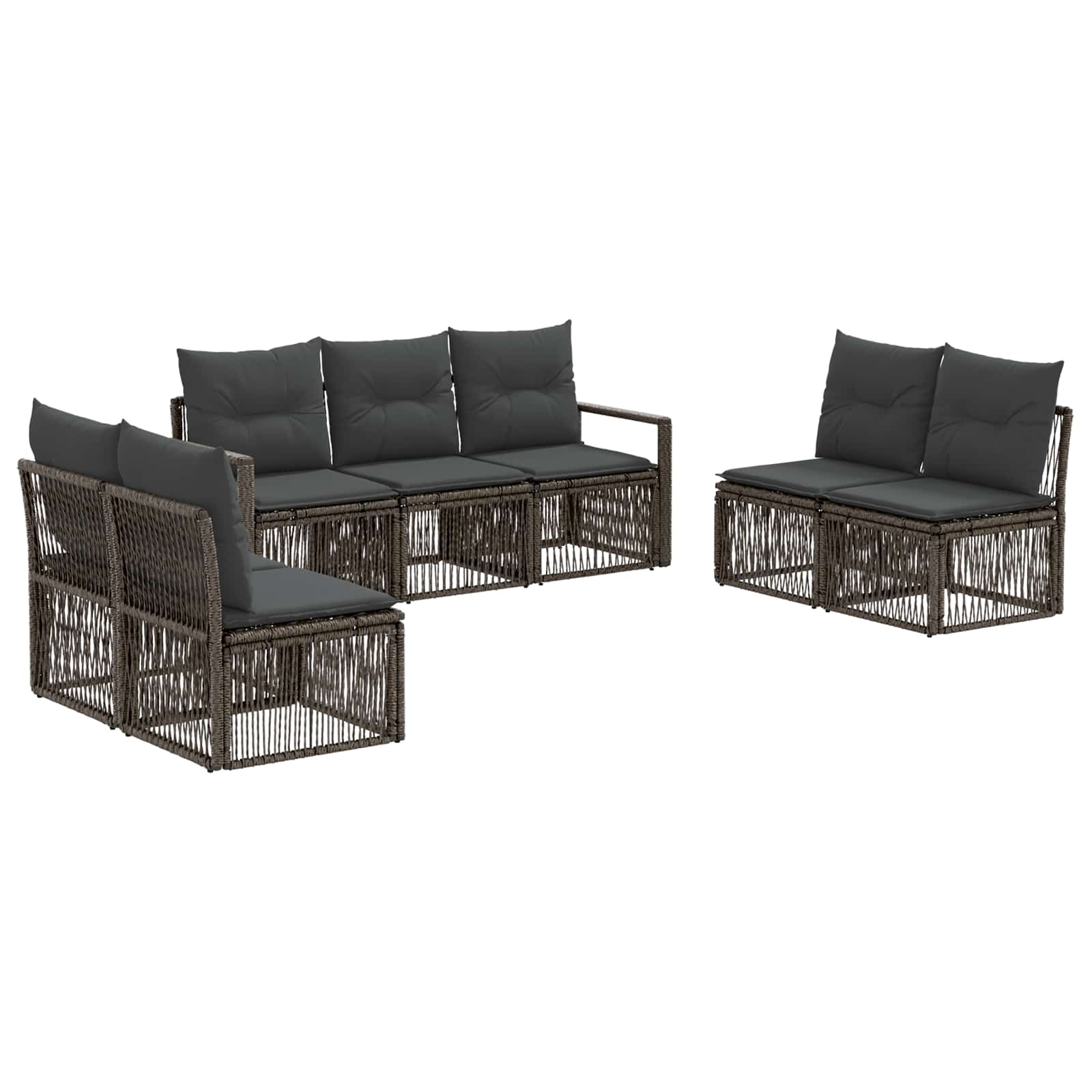 Gartensofa-set 7 pcs Grau Poly-Rattan