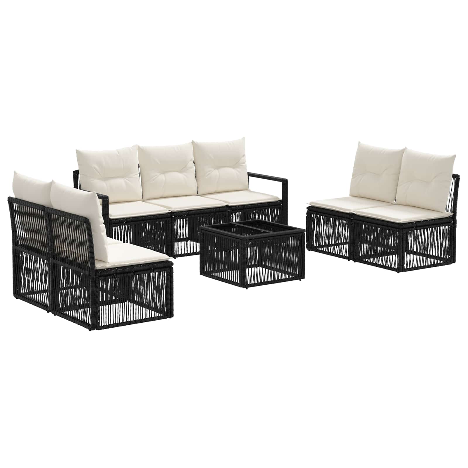 Gartensofa-set 8 stk. Schwarz Poly-Rattan