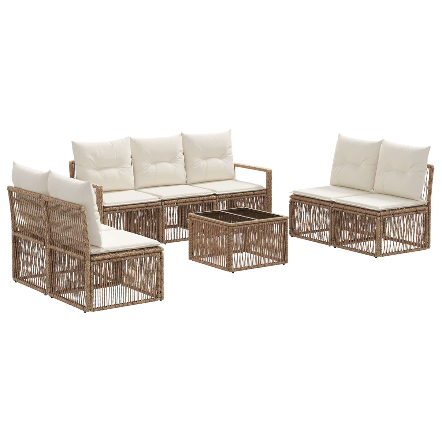 Gartensofa-set 8 pcs Beige Poly-Rattan