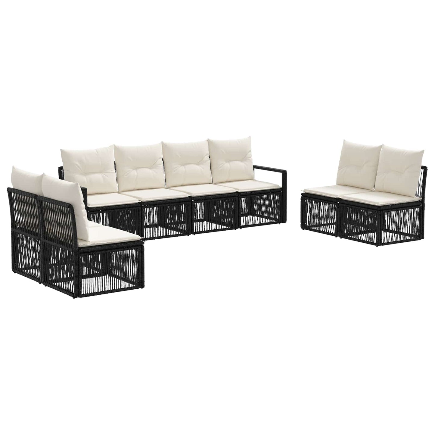 Gartensofa-set 8 stk. Schwarz Poly-Rattan