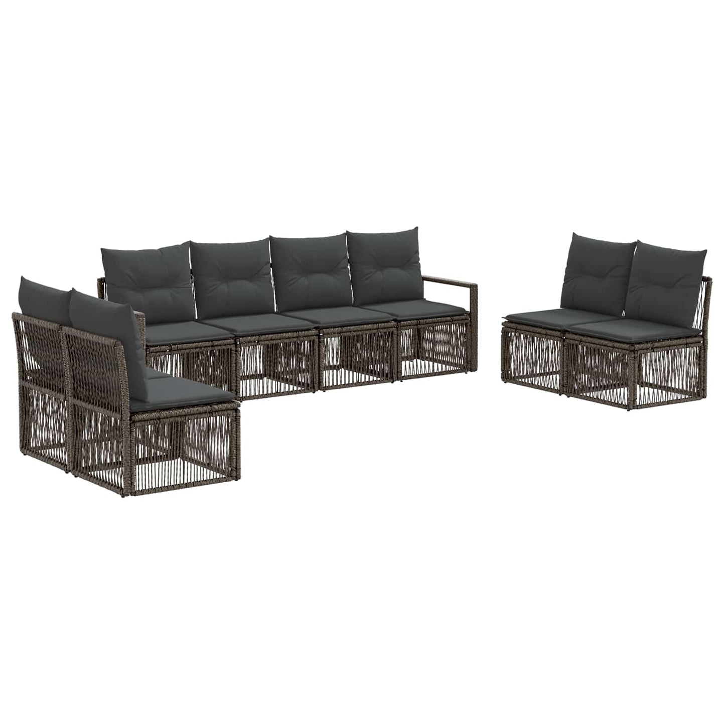 Gartensofa-set 8 pcs Grau Poly-Rattan