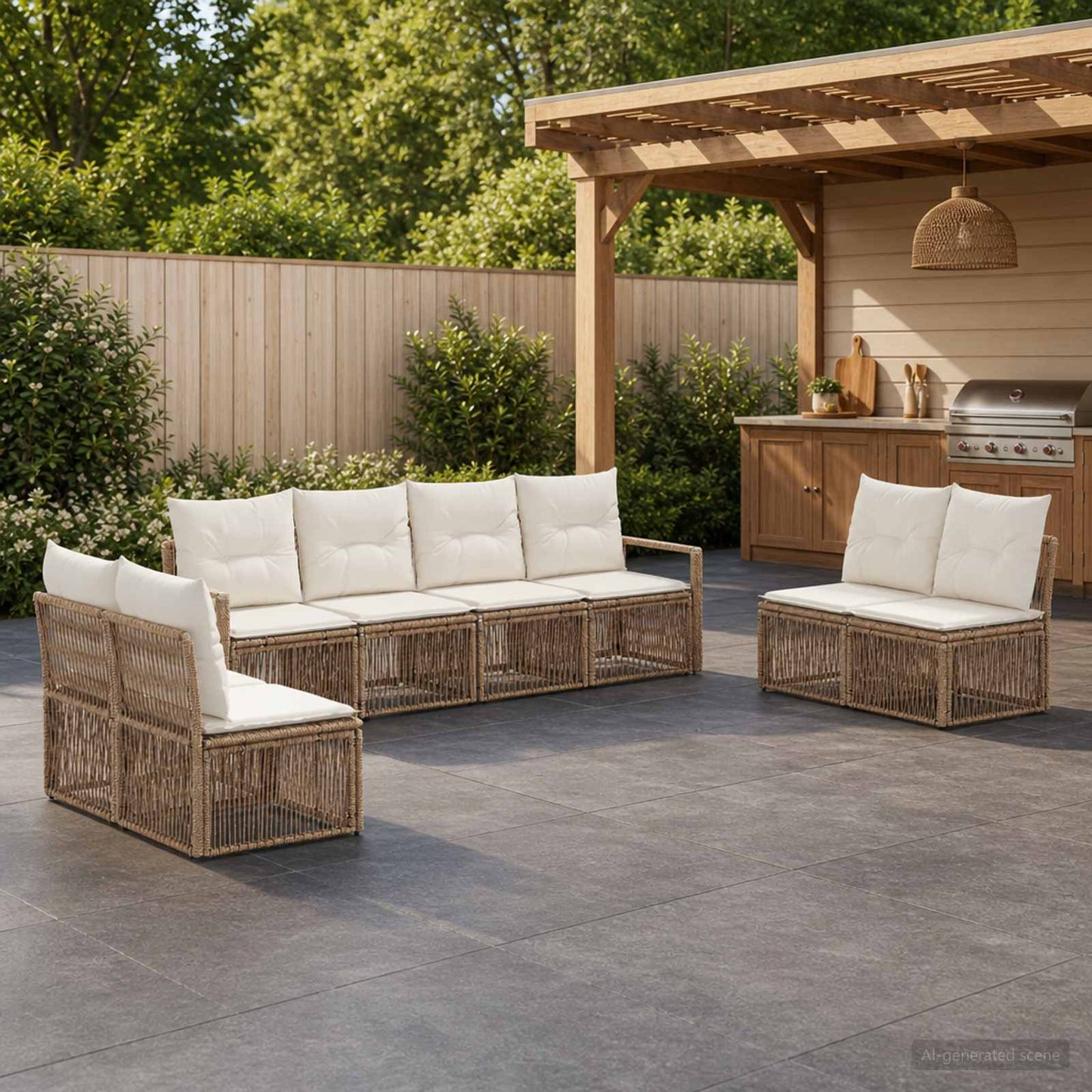Gartensofa-set 8 pcs Beige Poly-Rattan