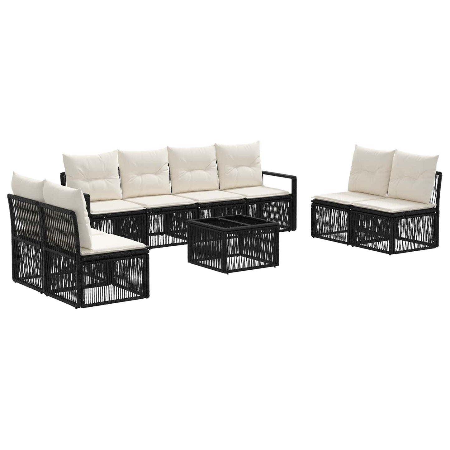 Gartensofa-set 9 stk. Schwarz Poly-Rattan