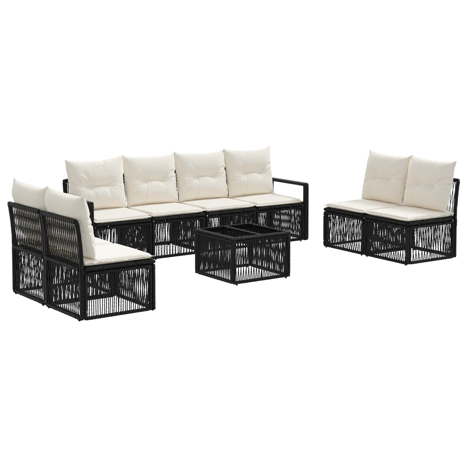 Gartensofa-set 9 stk. Schwarz Poly-Rattan