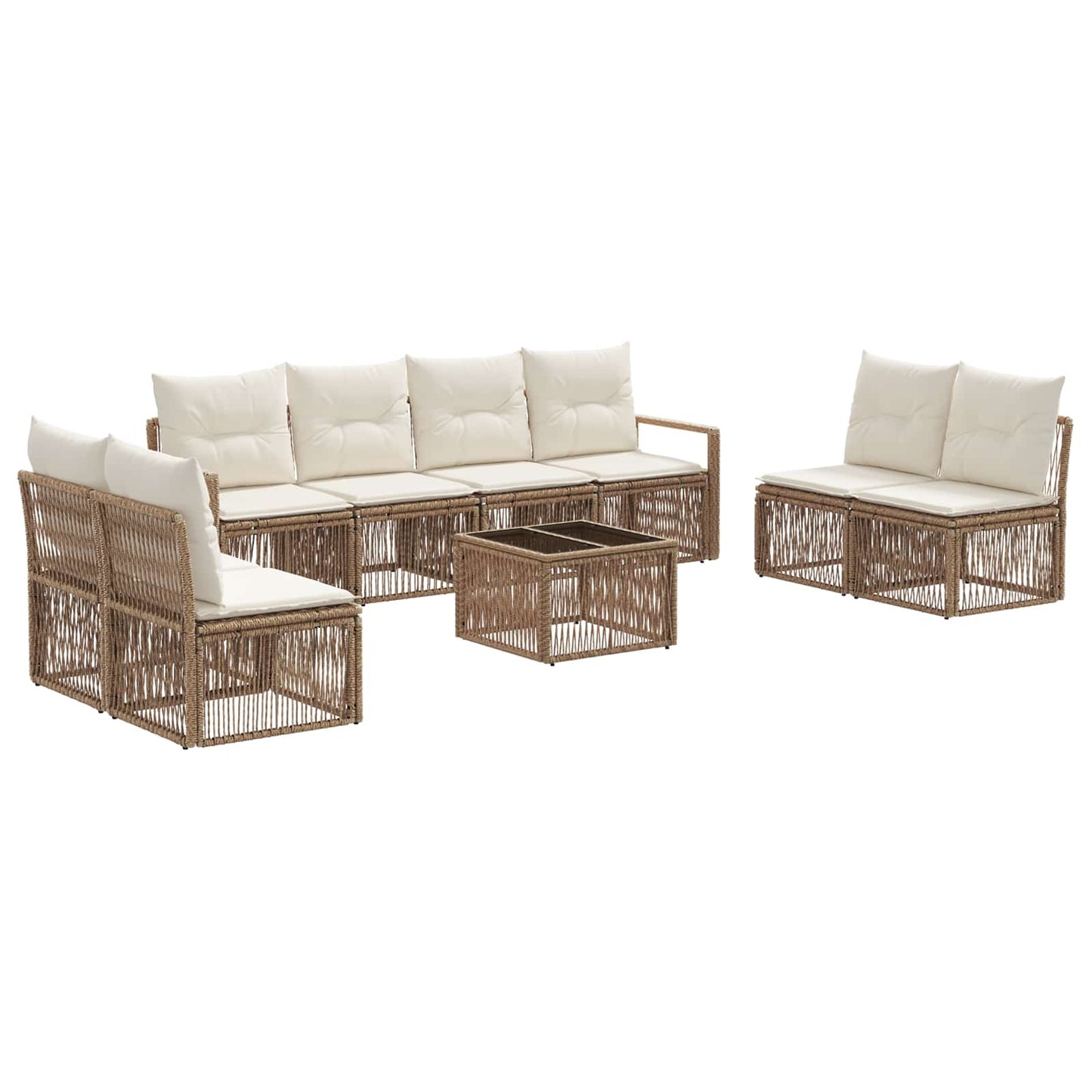 Gartensofa-set 9 pcs Beige Poly-Rattan