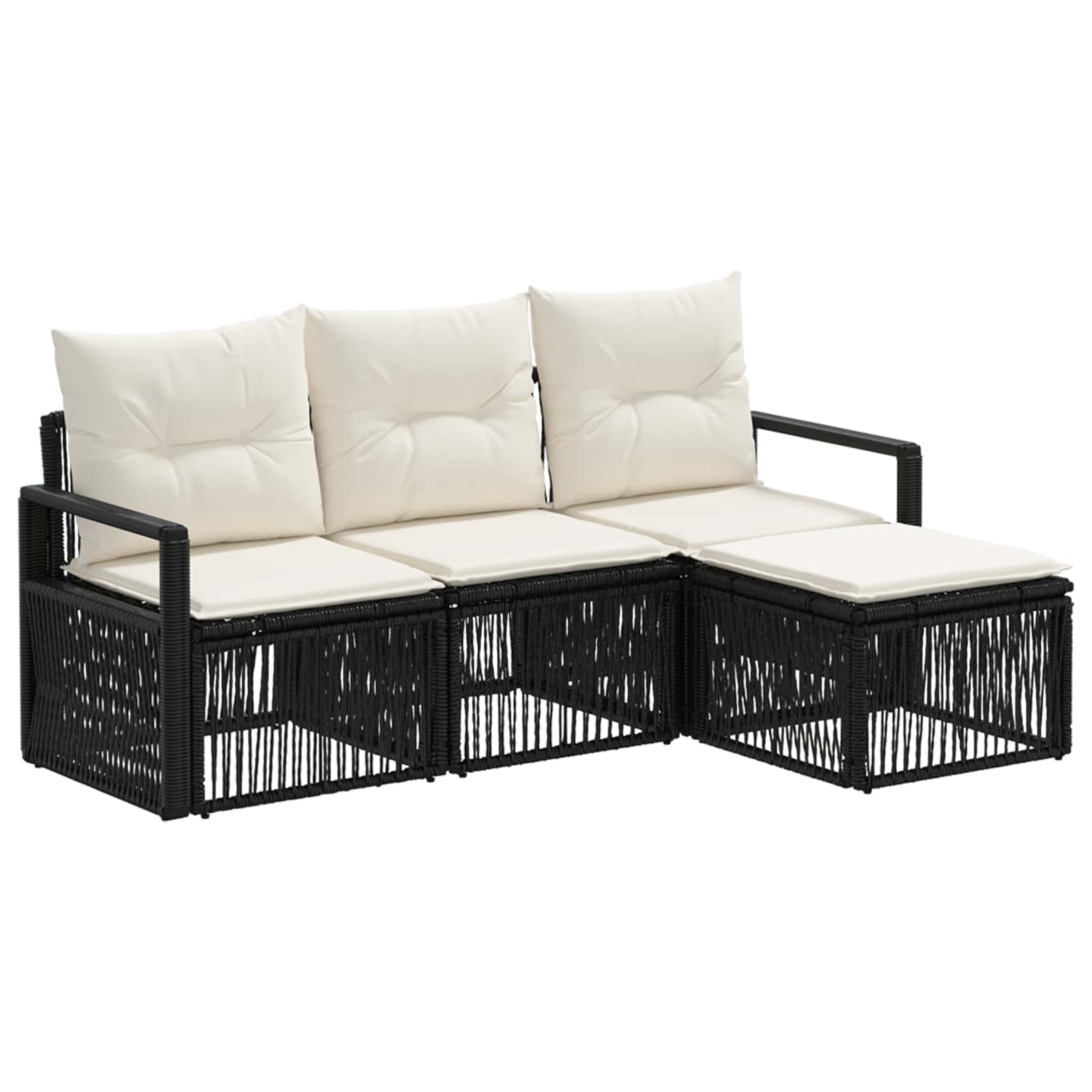 Gartensofa-set 4 pcs Schwarz Poly-Rattan