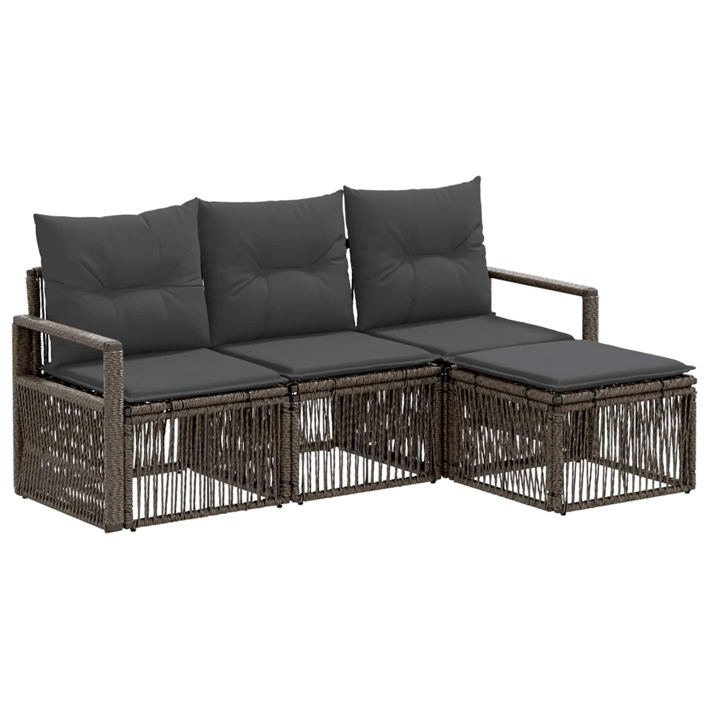 Gartensofa-set 4 stk. Grau Poly-Rattan