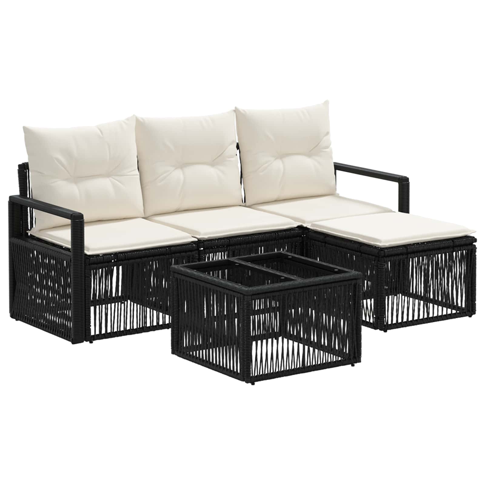 Gartensofa-set 5 stk. Schwarz Poly-Rattan