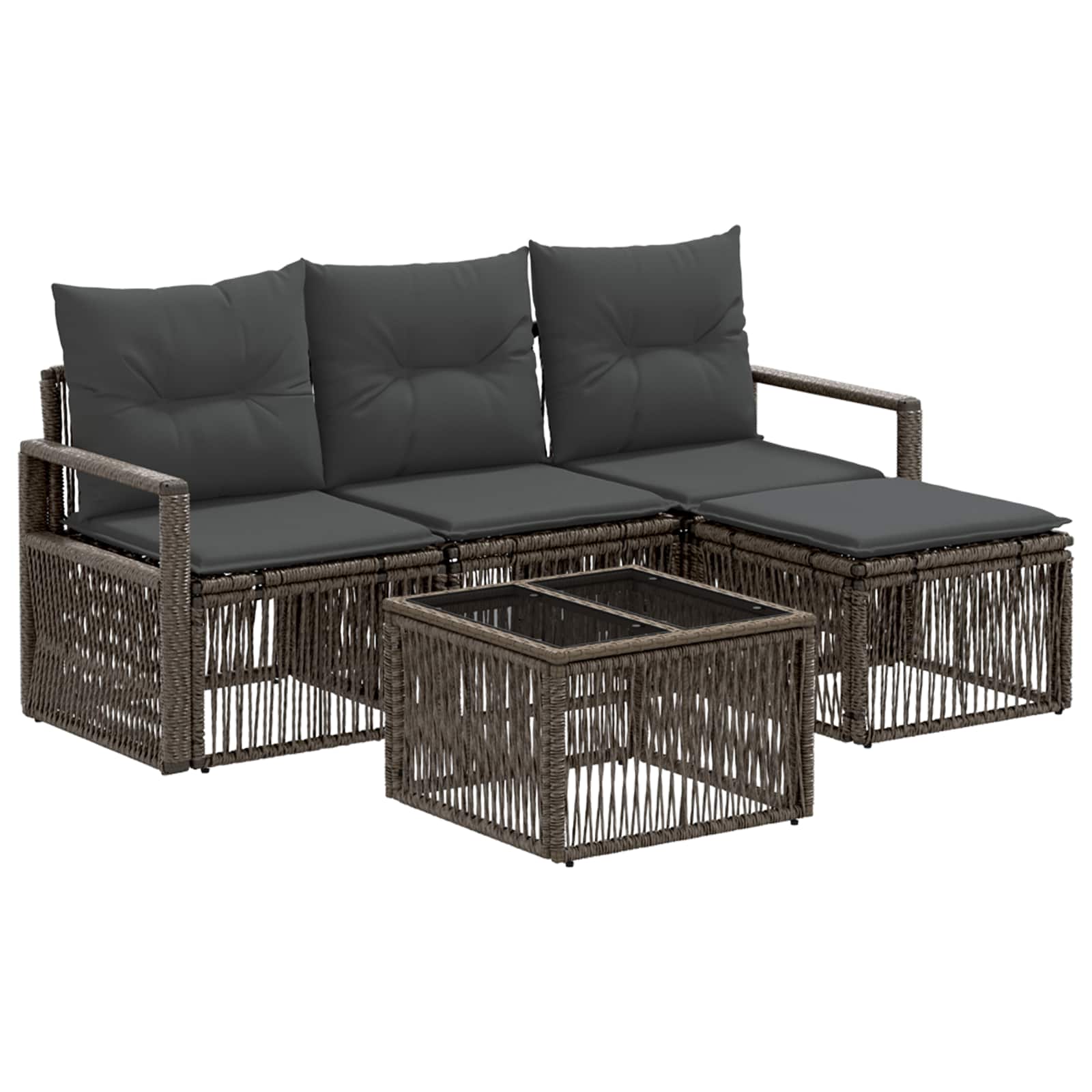 Gartensofa-set 5 stk. Grau Poly-Rattan