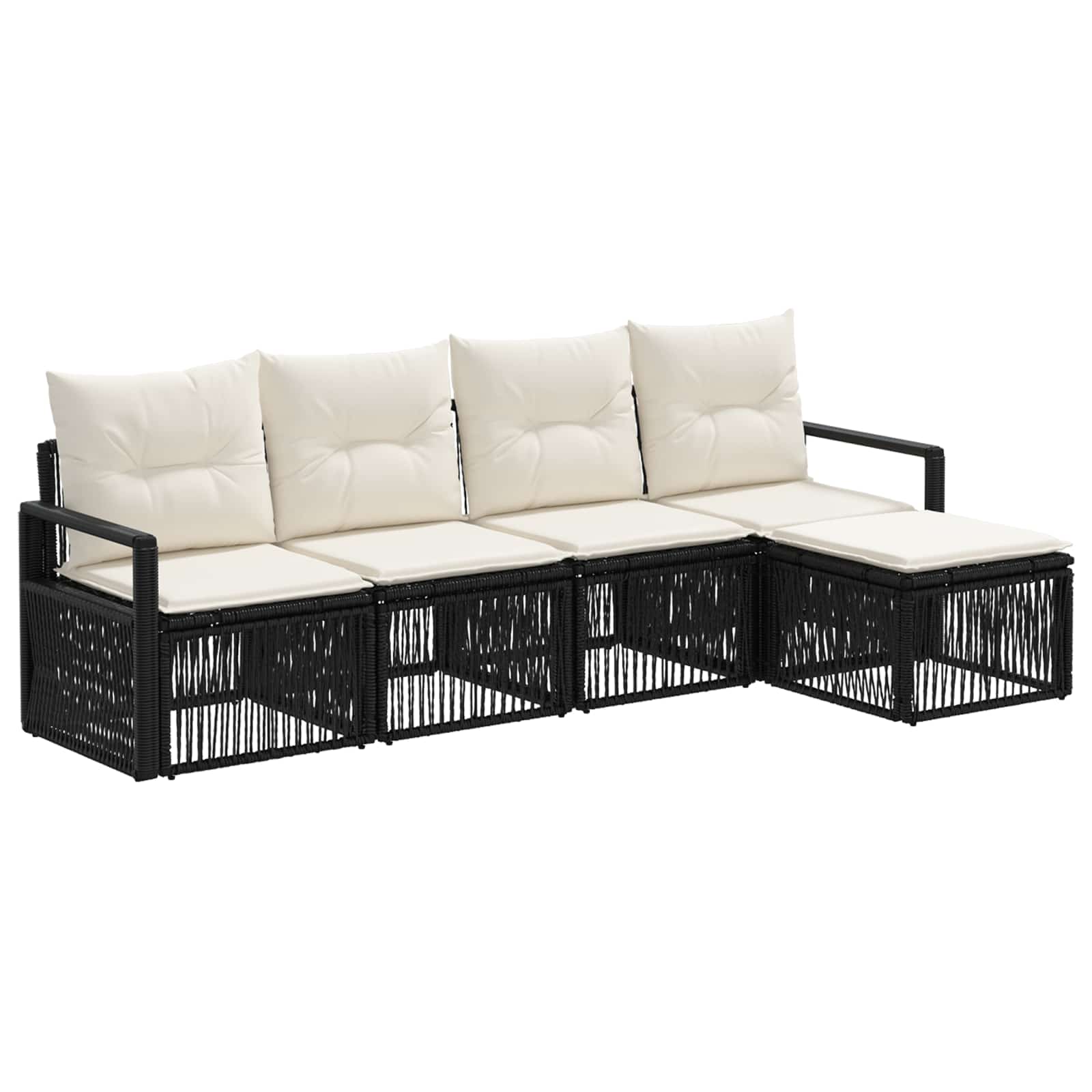 Gartensofa-set 4 stk. Schwarz Poly-Rattan