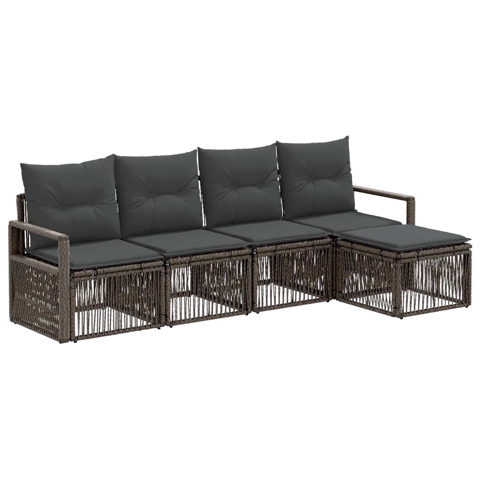 Gartensofa-set 4 stk. Grau Poly-Rattan