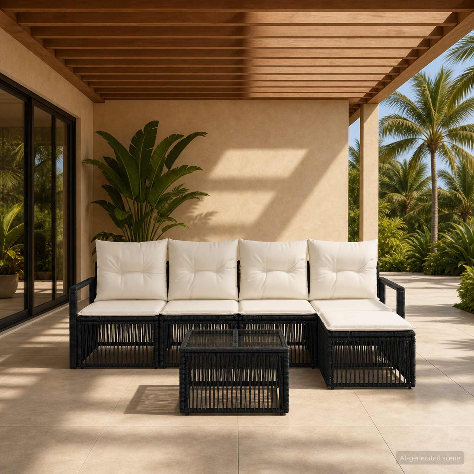 Gartensofa-set 6 stk. Schwarz Poly-Rattan