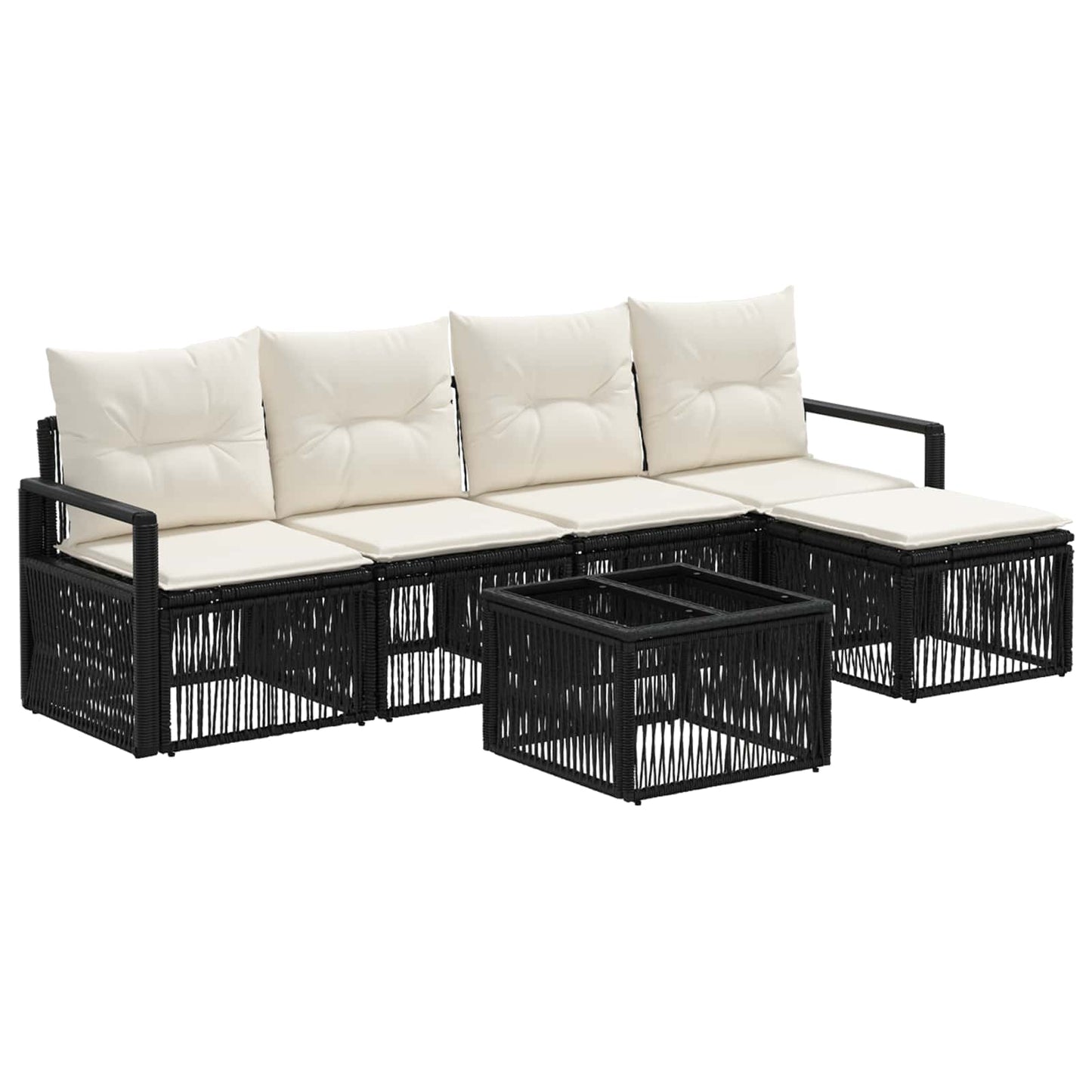 Gartensofa-set 6 stk. Schwarz Poly-Rattan
