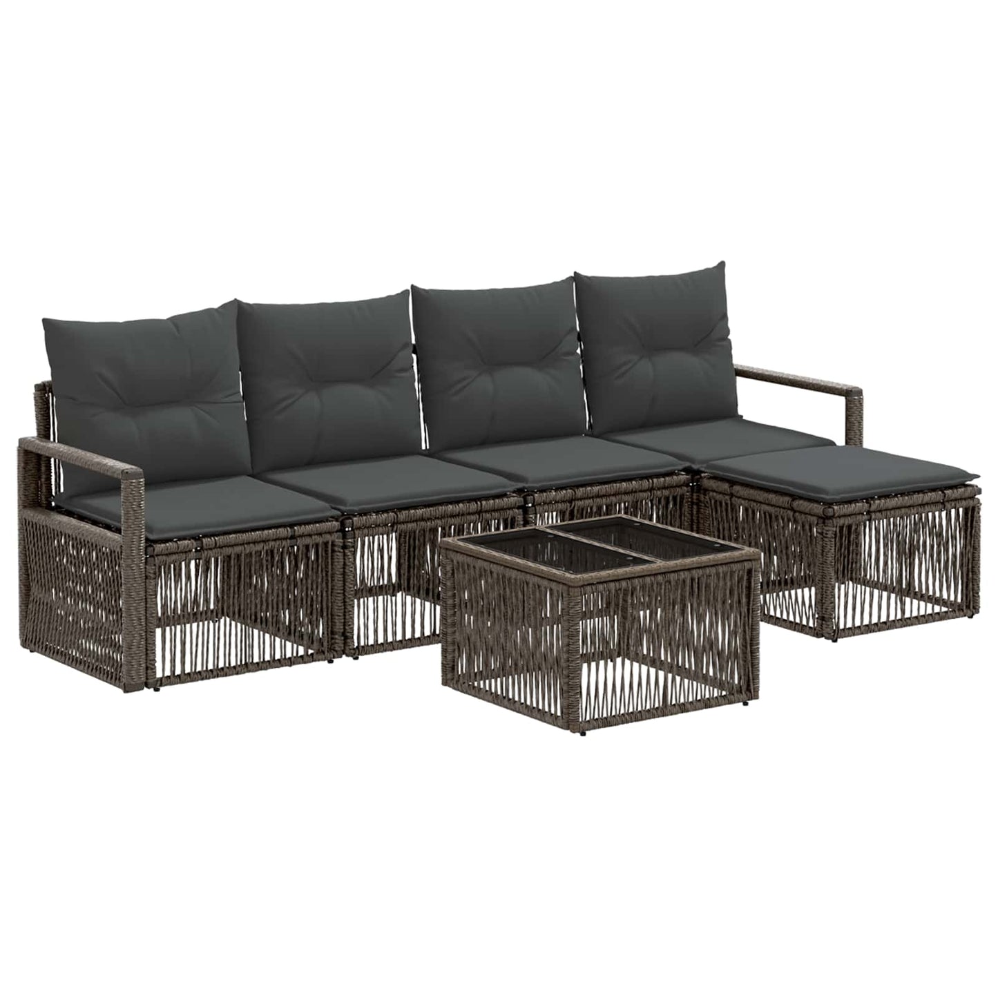 Gartensofa-set 6 stk. Grau Poly-Rattan