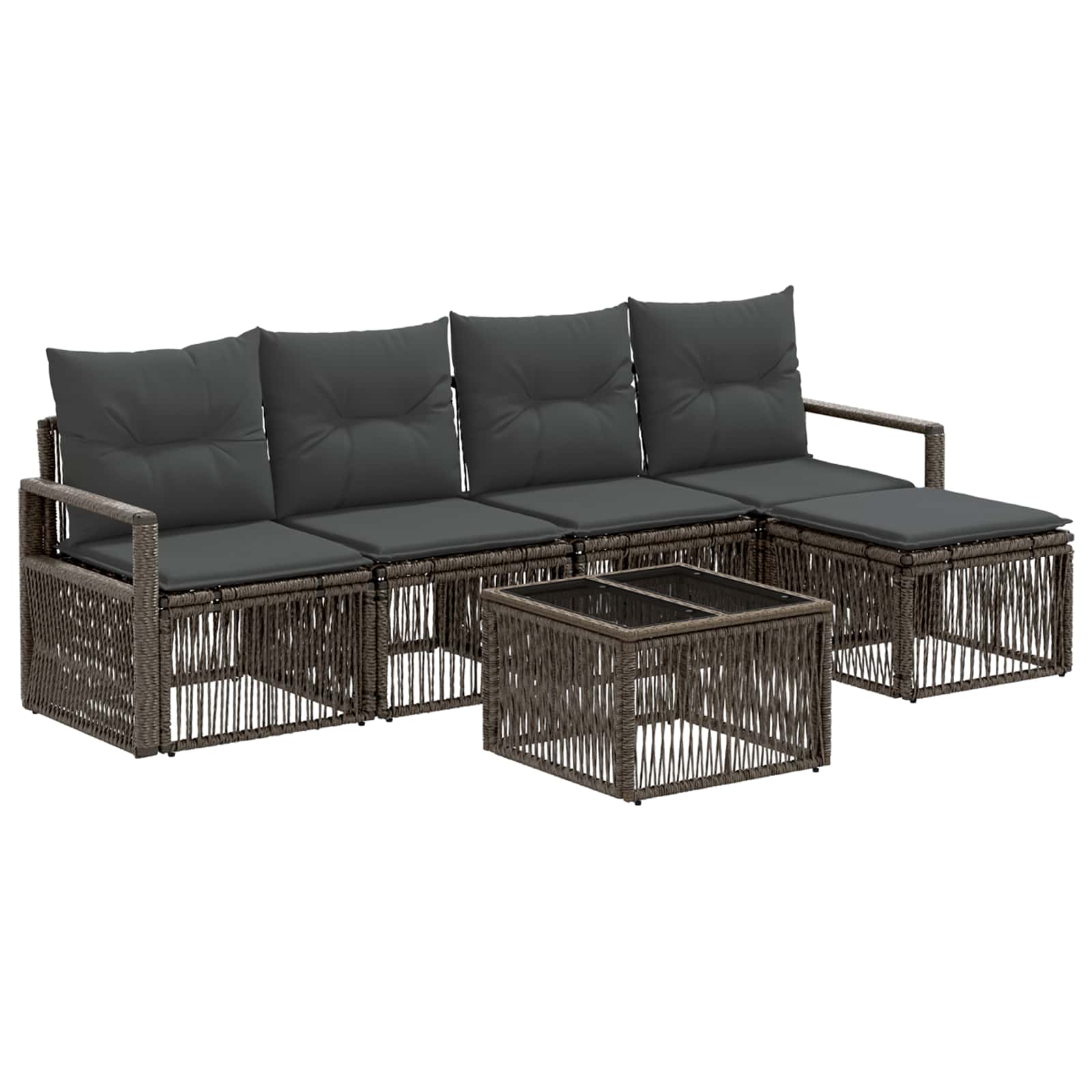 Gartensofa-set 6 stk. Grau Poly-Rattan