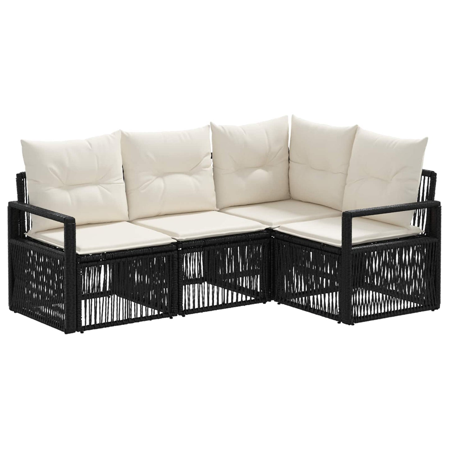 Gartensofa-set 4 pcs Schwarz Poly-Rattan