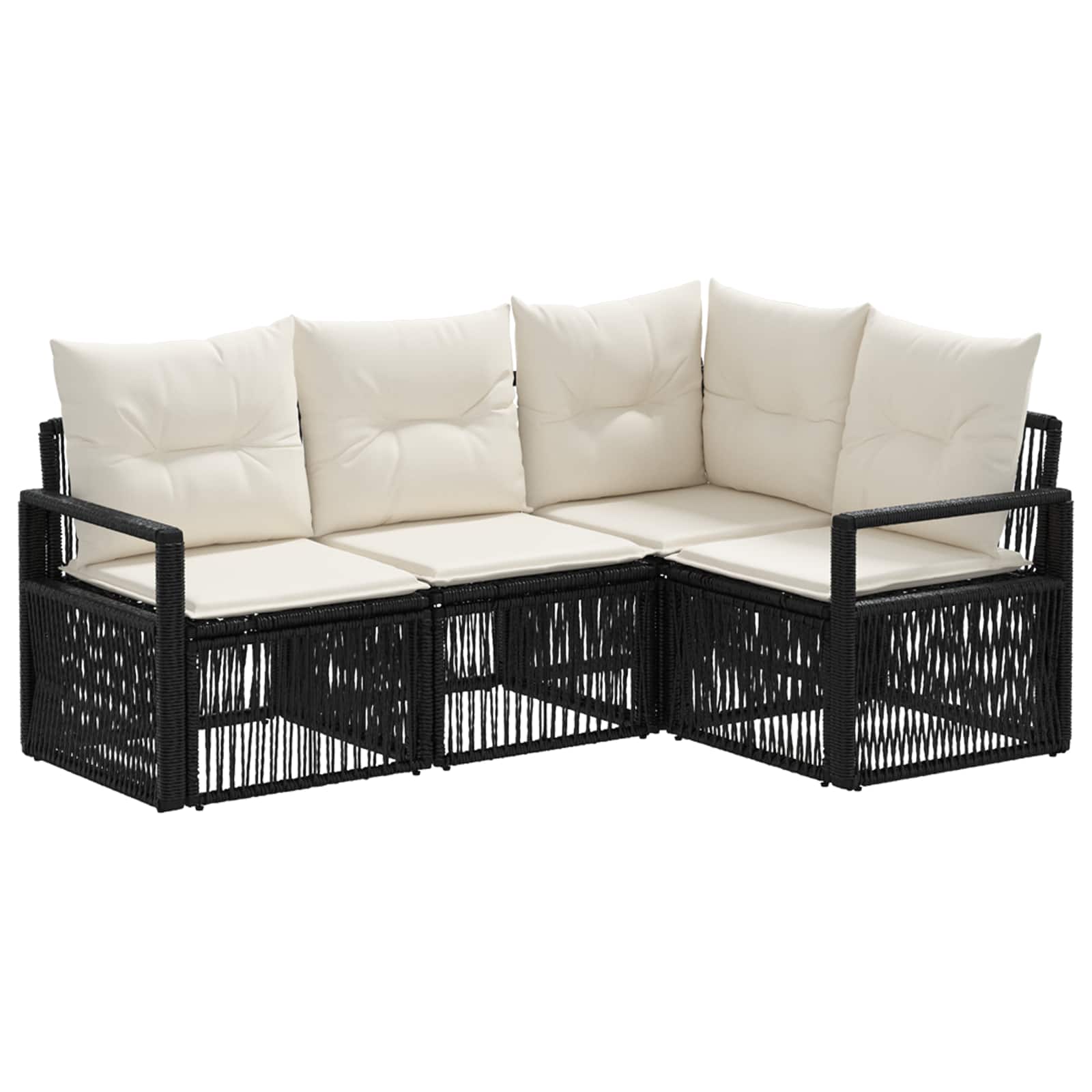 Gartensofa-set 4 stk. Schwarz Poly-Rattan
