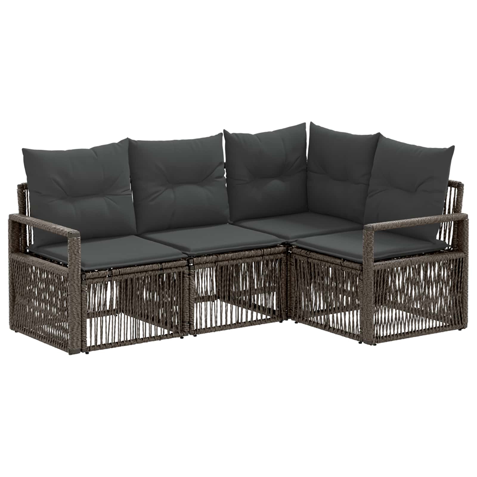 Gartensofa-set 4 pcs Grau Poly-Rattan
