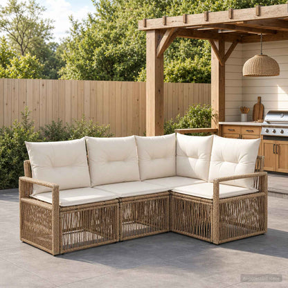 Gartensofa-set 4 stk. Beige Poly-Rattan