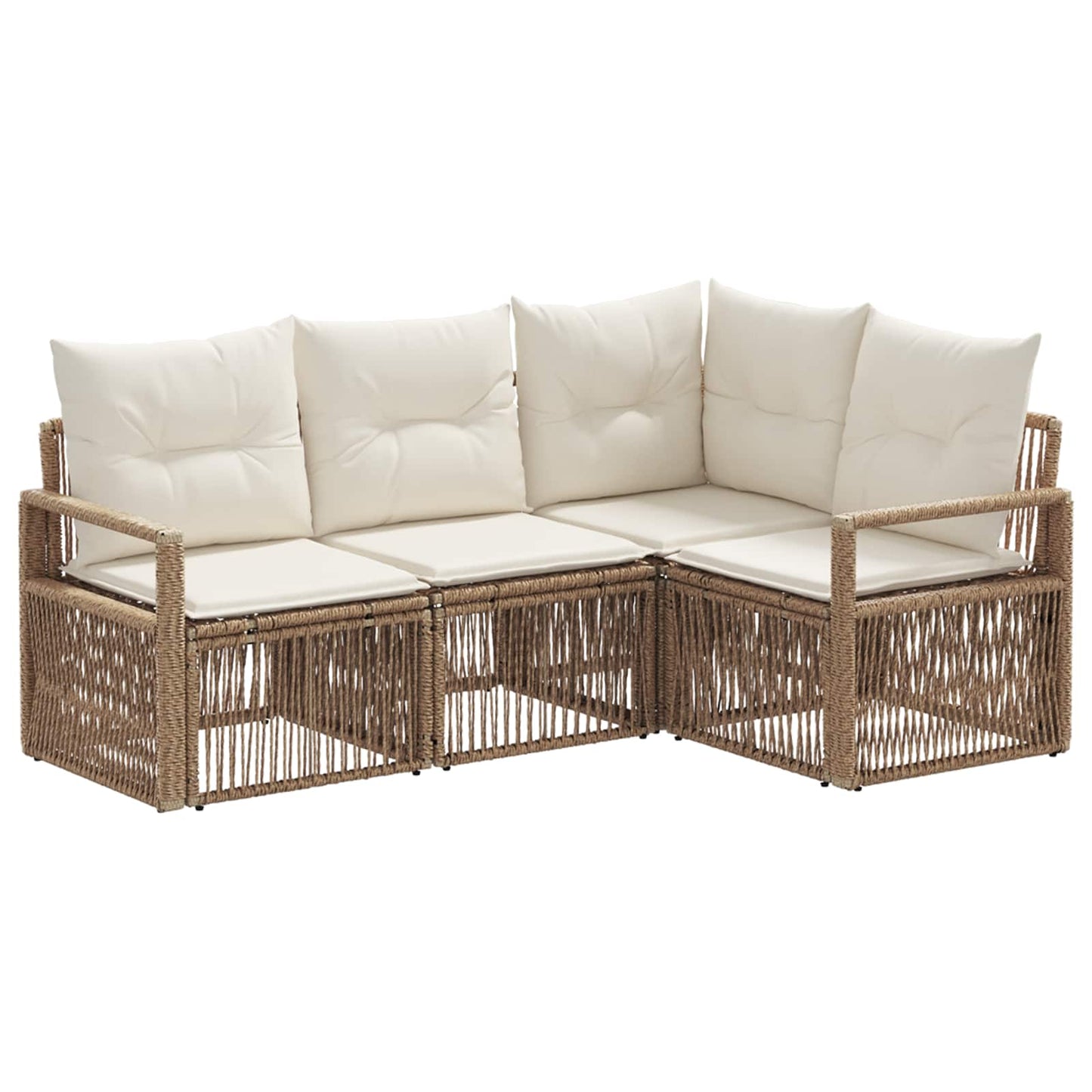 Gartensofa-set 4 stk. Beige Poly-Rattan