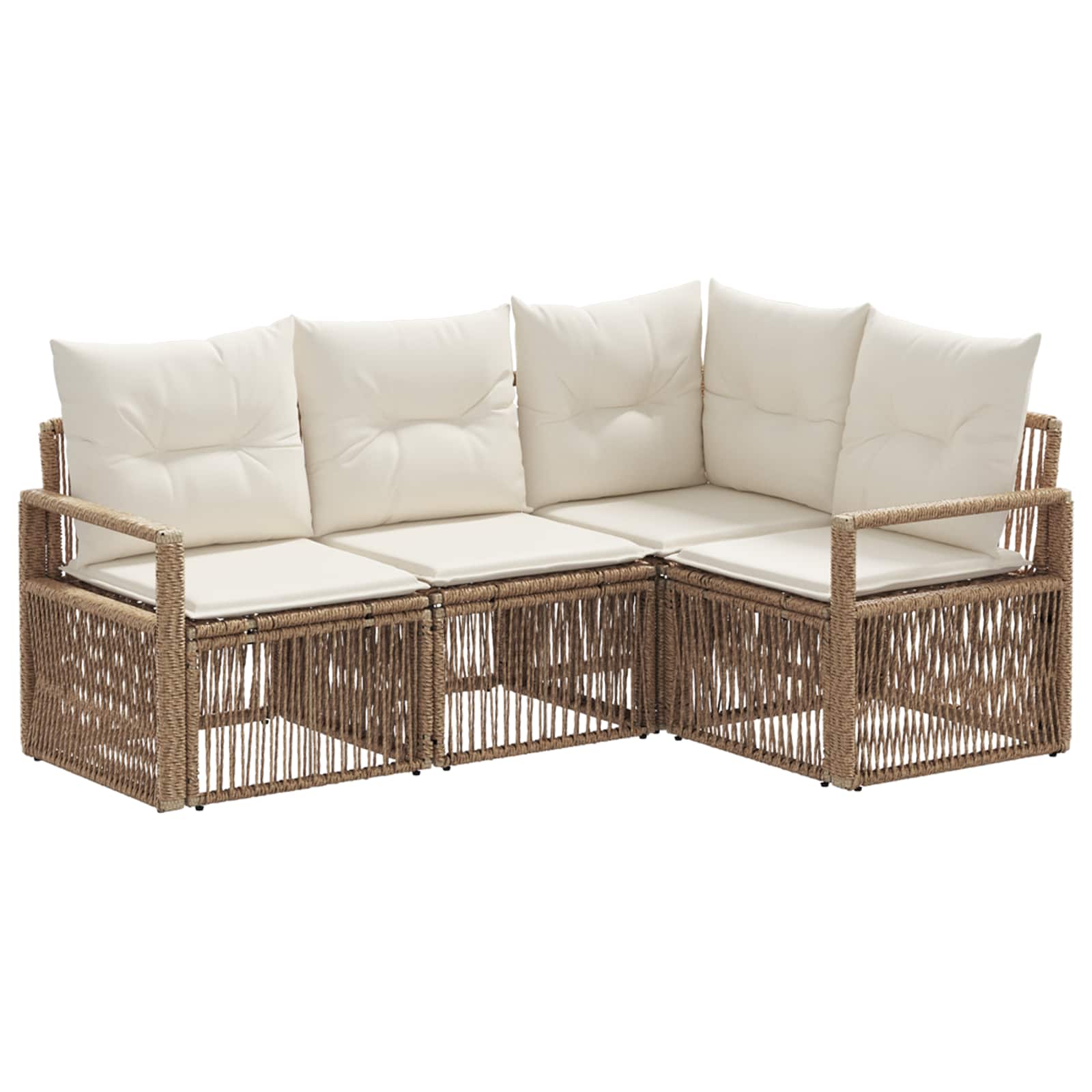 Gartensofa-set 4 stk. Beige Poly-Rattan