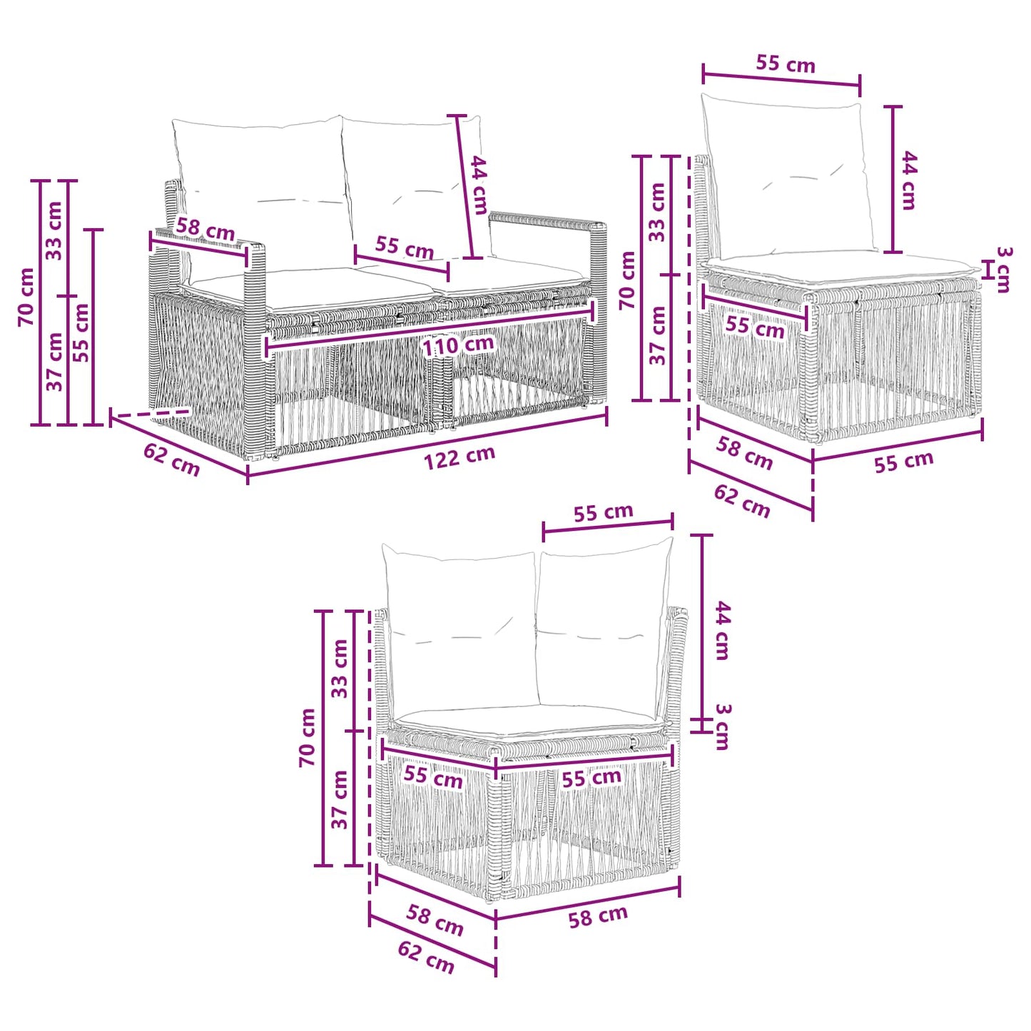 Gartensofa-set 4 stk. Beige Poly-Rattan