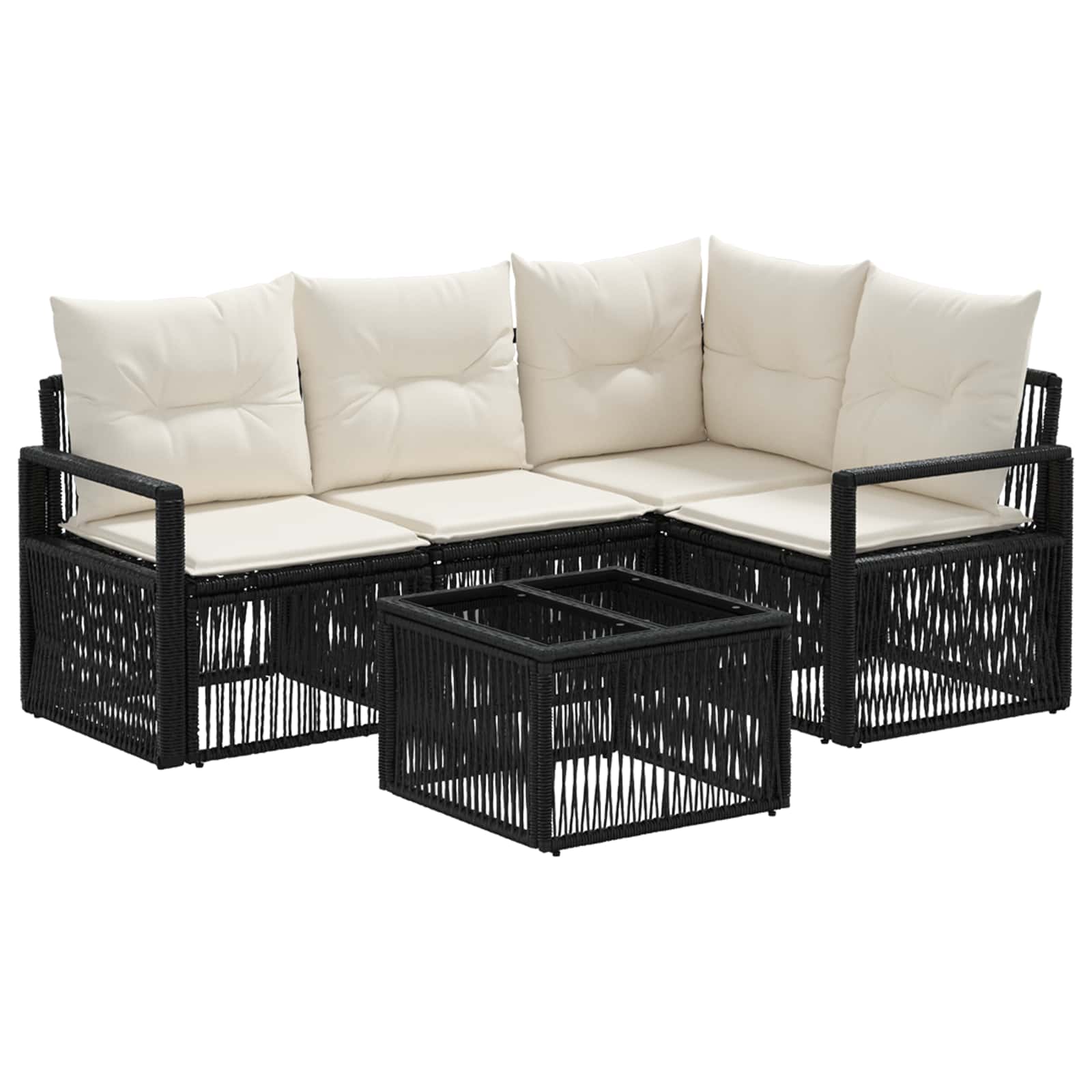 Gartensofa-set 5 stk. Schwarz Poly-Rattan