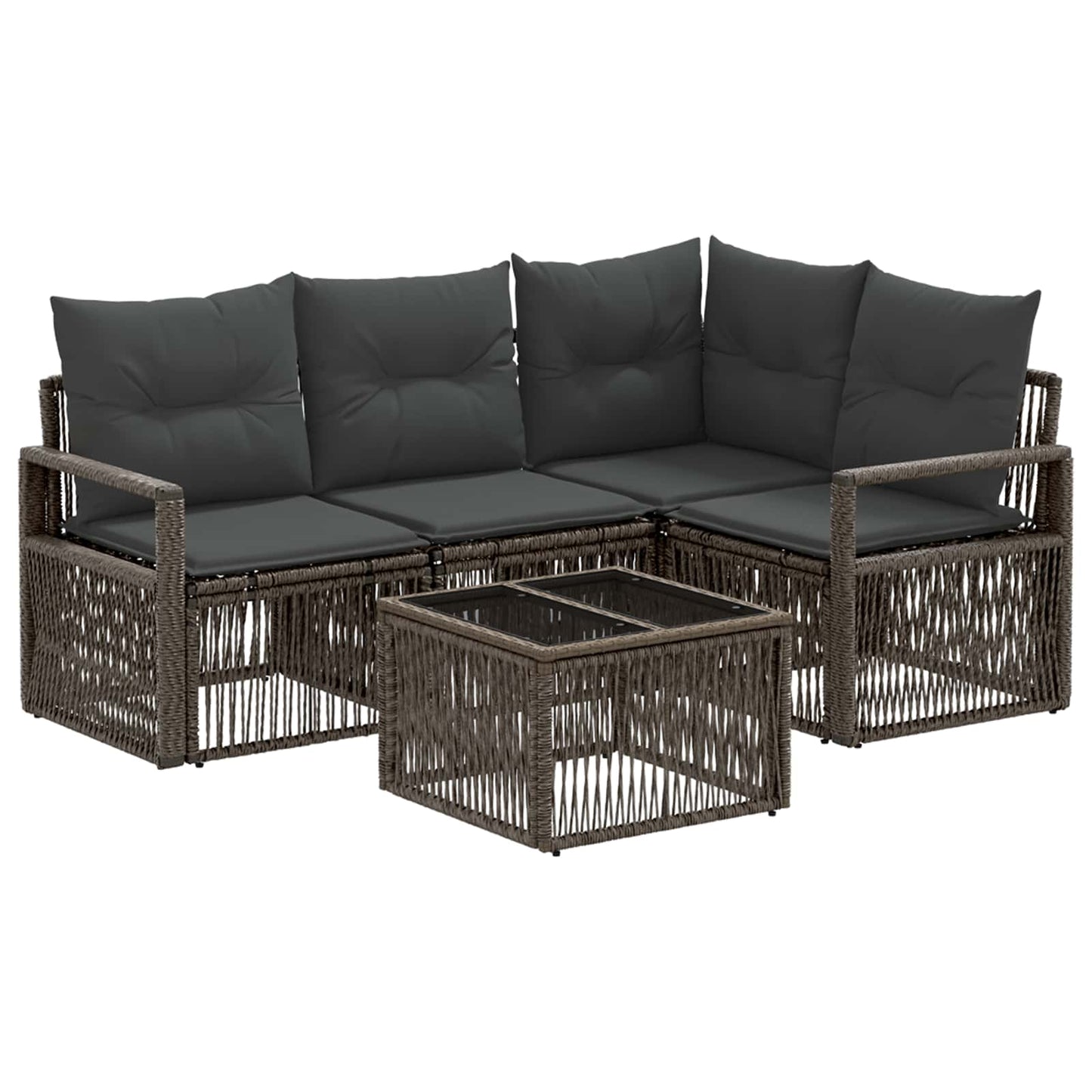 Gartensofa-set 5 stk. Grau Poly-Rattan