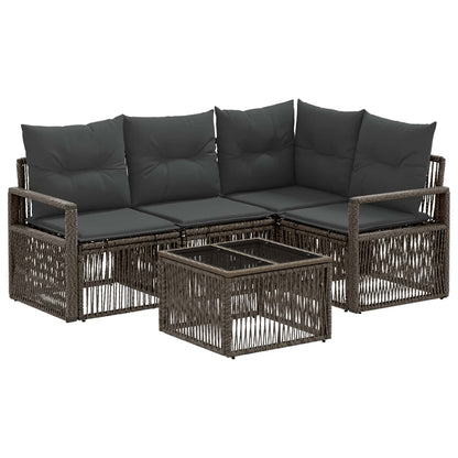 Gartensofa-set 5 stk. Grau Poly-Rattan
