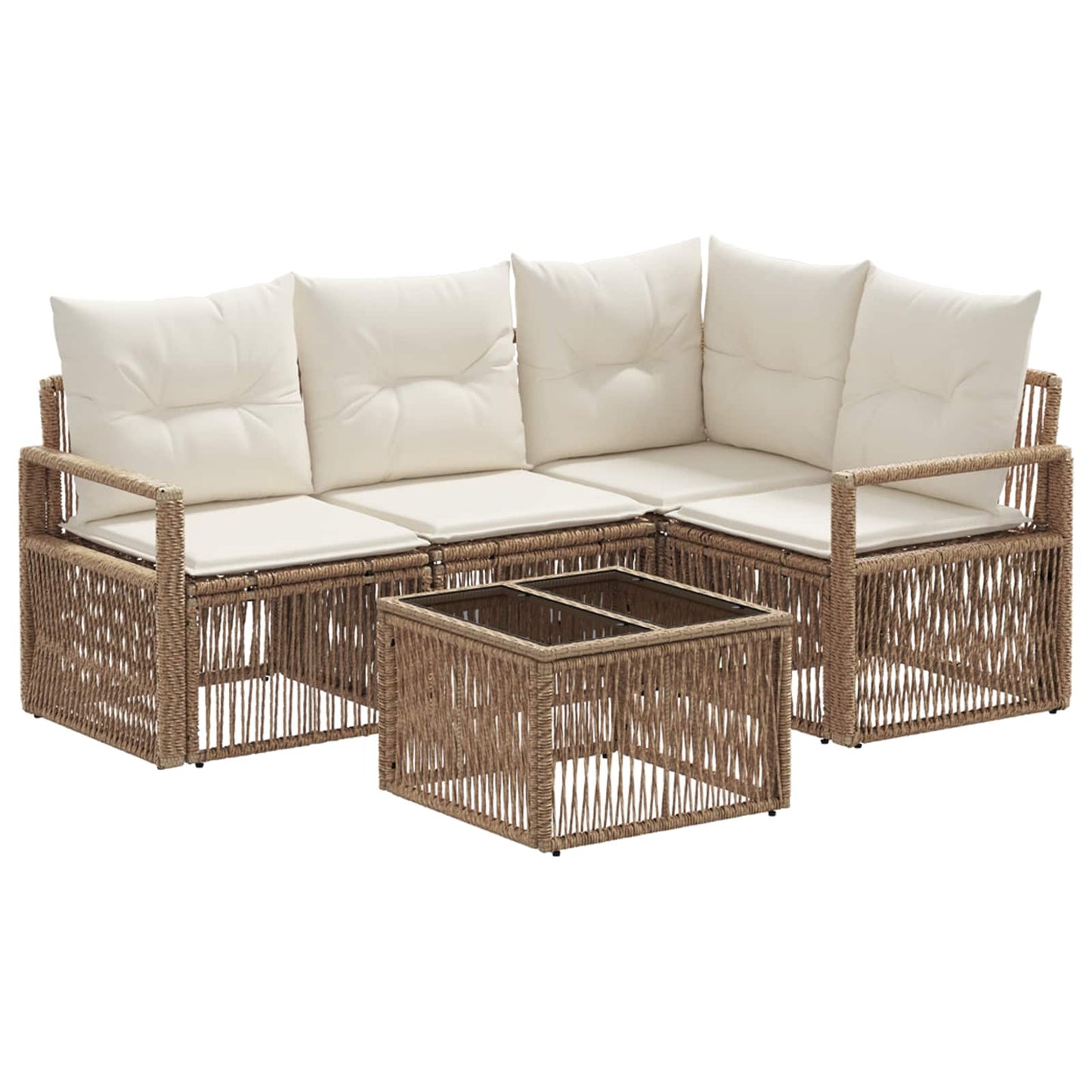 Gartensofa-set 5 pcs Beige Poly-Rattan