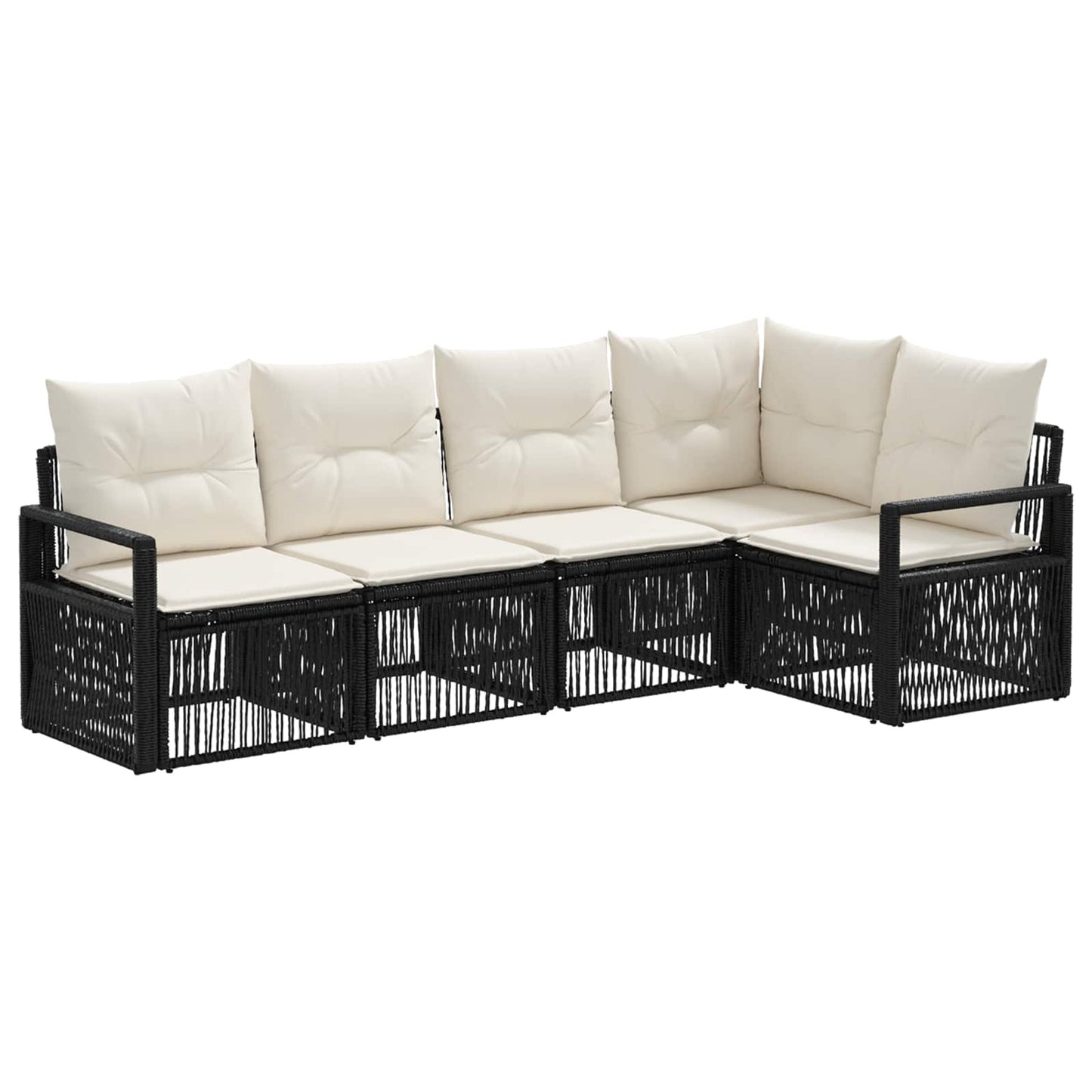 Gartensofa-set 5 stk. Schwarz Poly-Rattan