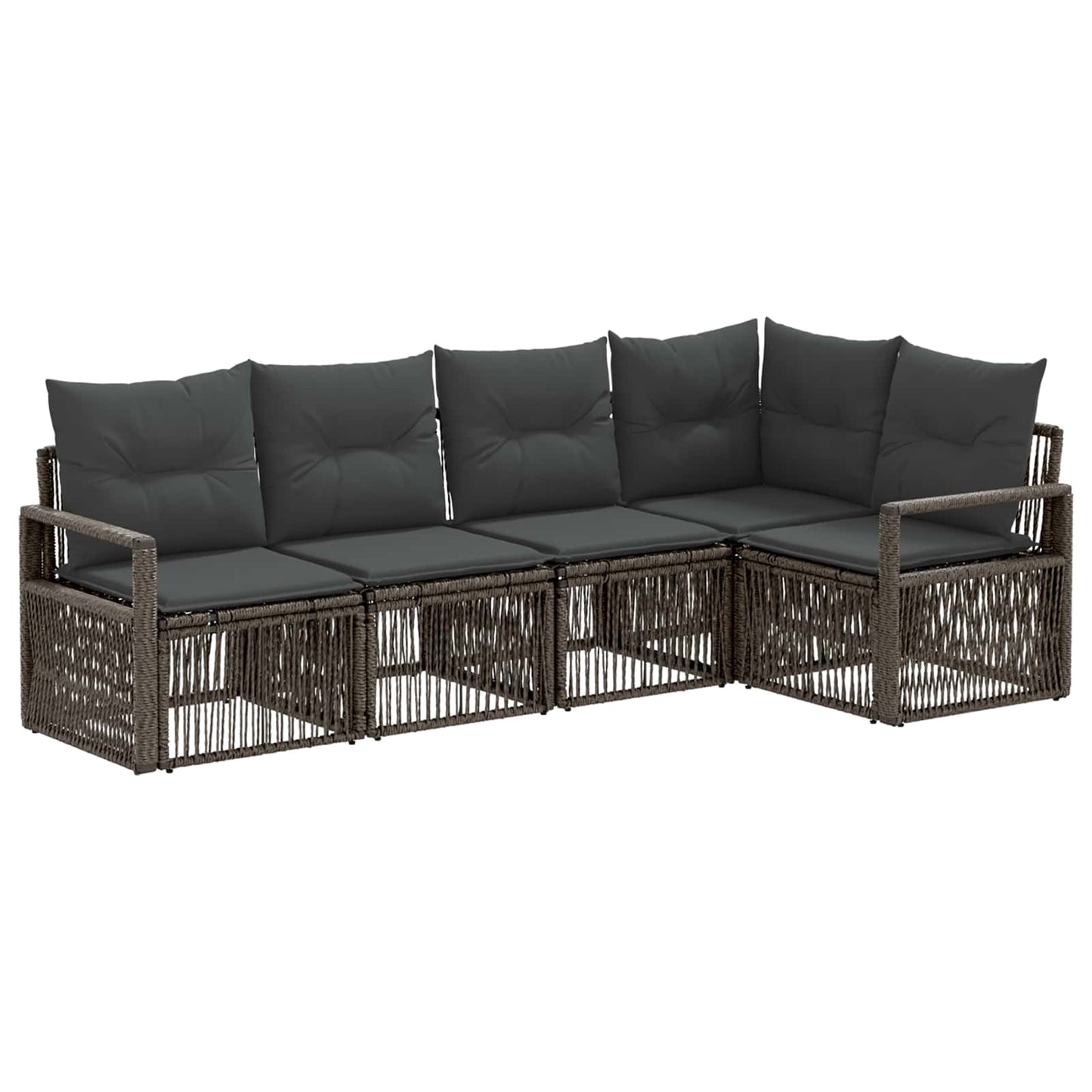 Gartensofa-set 5 pcs Grau Poly-Rattan