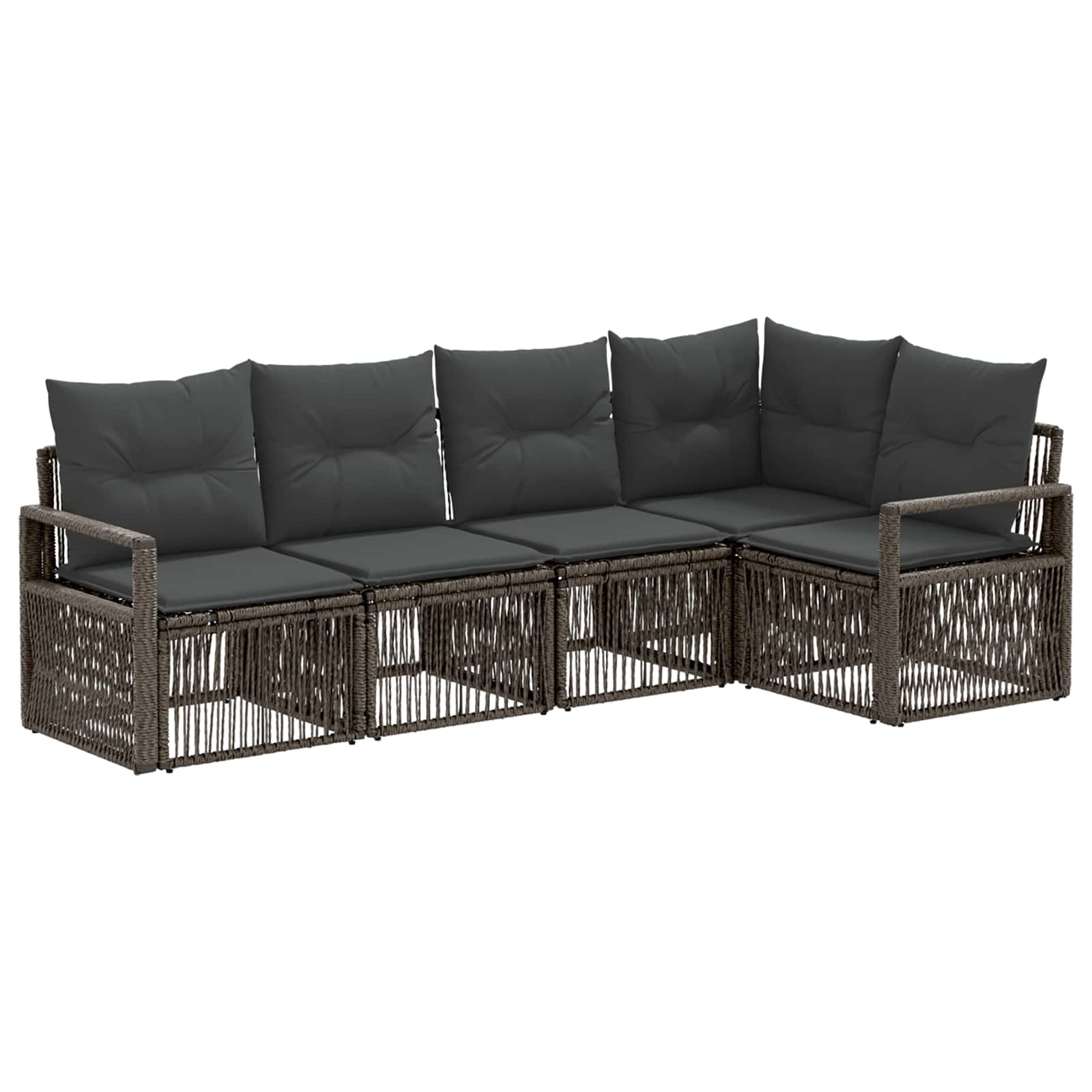 Gartensofa-set 5 pcs Grau Poly-Rattan