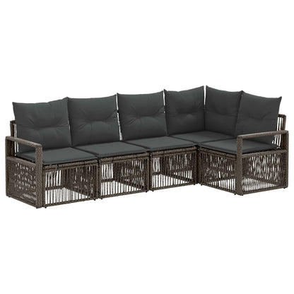 Gartensofa-set 5 stk. Grau Poly-Rattan