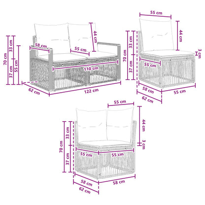 Gartensofa-set 5 stk. Grau Poly-Rattan