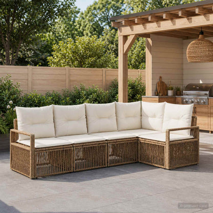 Gartensofa-set 5 stk. Beige Poly-Rattan