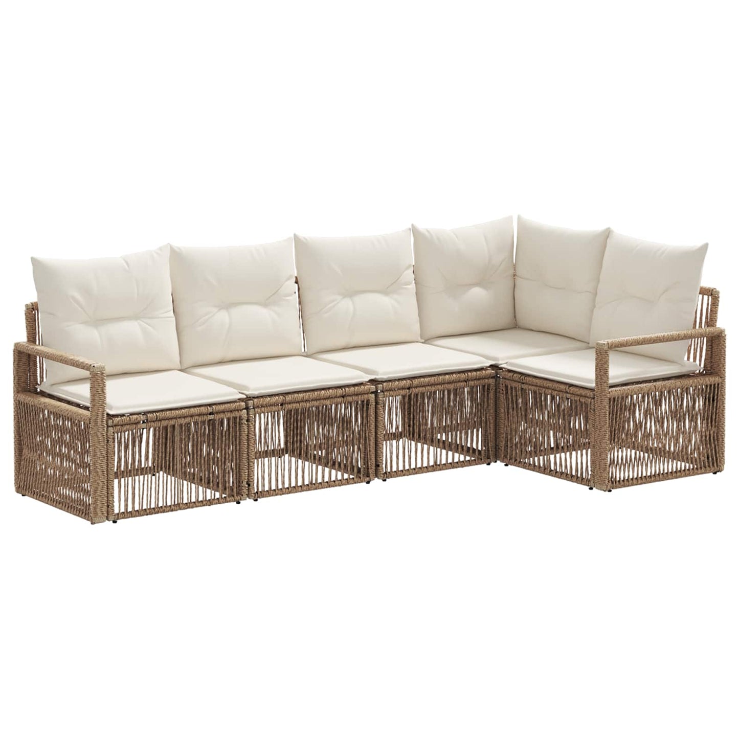 Gartensofa-set 5 stk. Beige Poly-Rattan