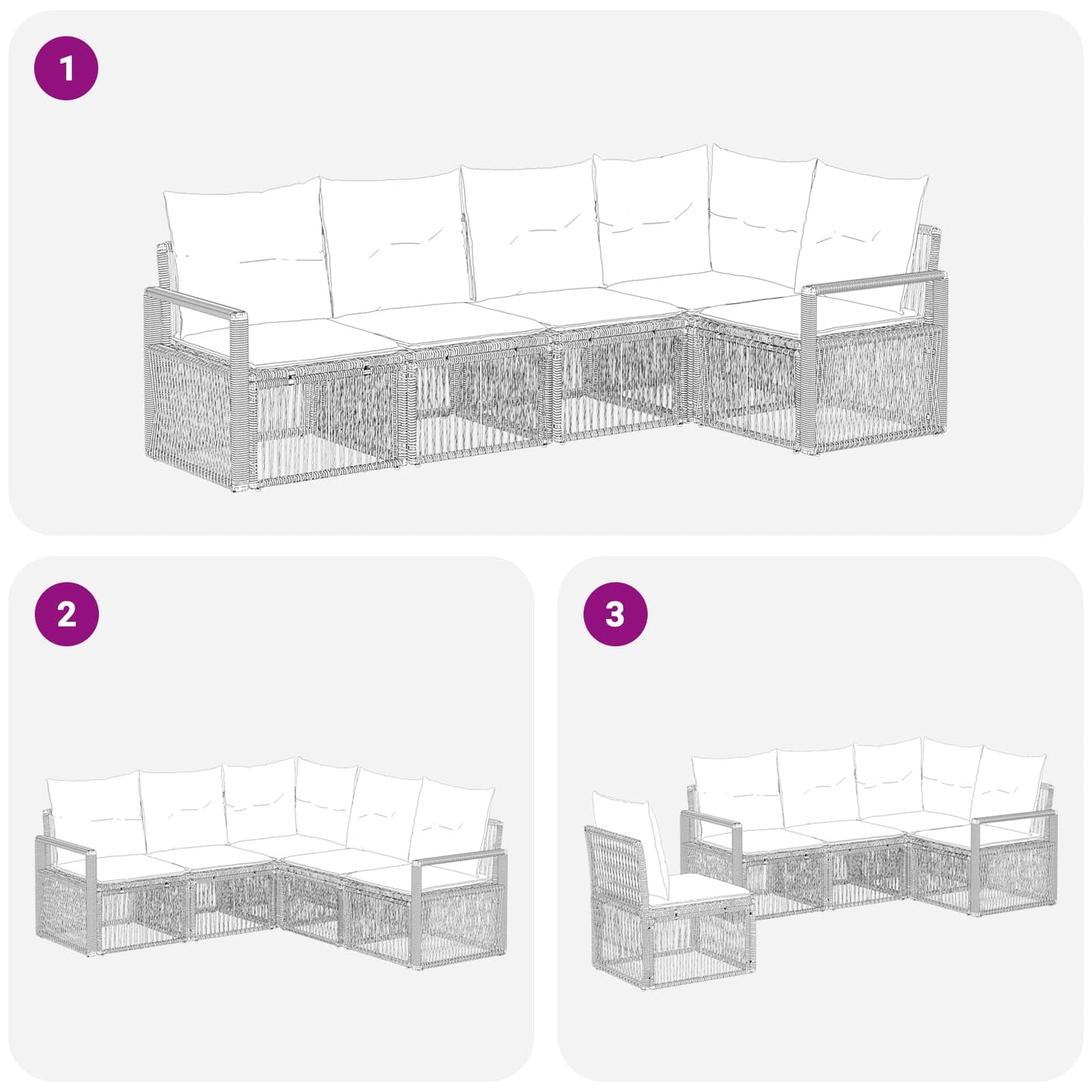 Gartensofa-set 5 stk. Beige Poly-Rattan