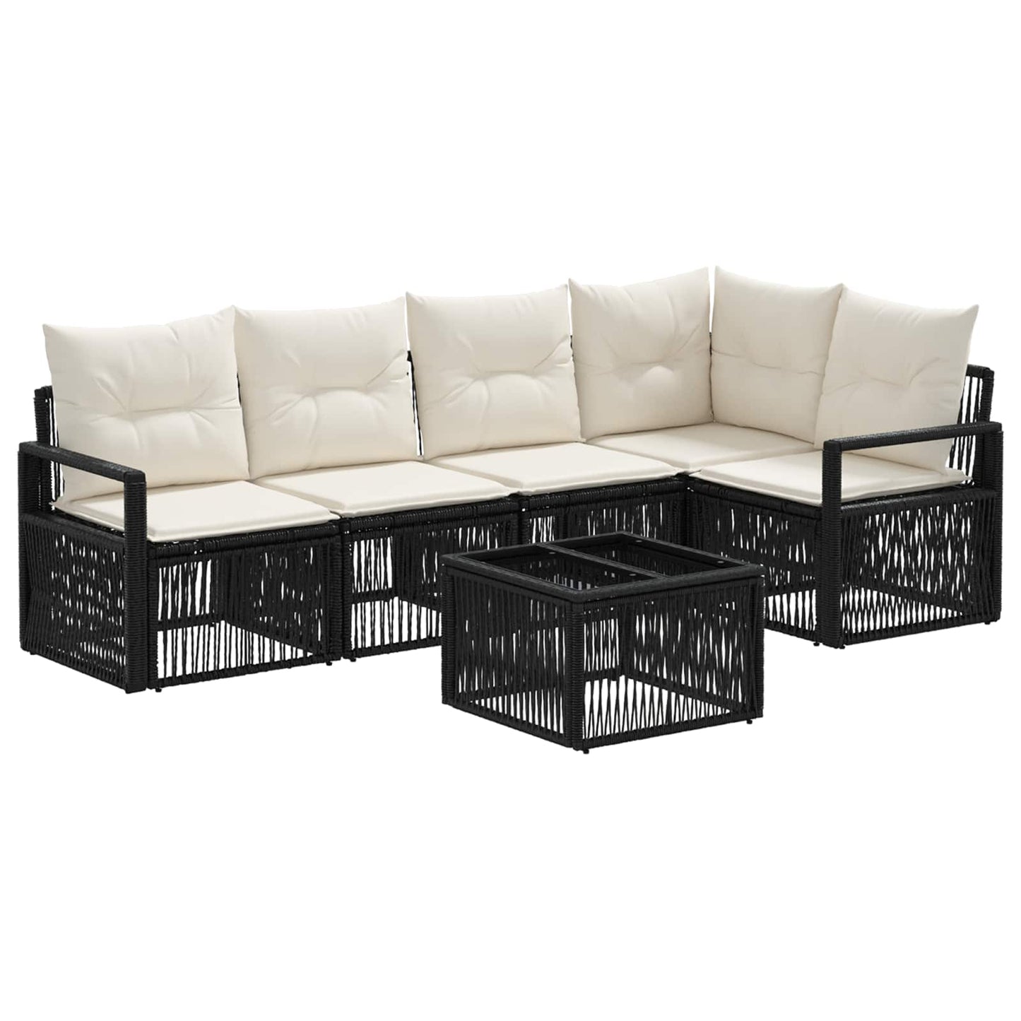 Gartensofa-set 6 stk. Schwarz Poly-Rattan