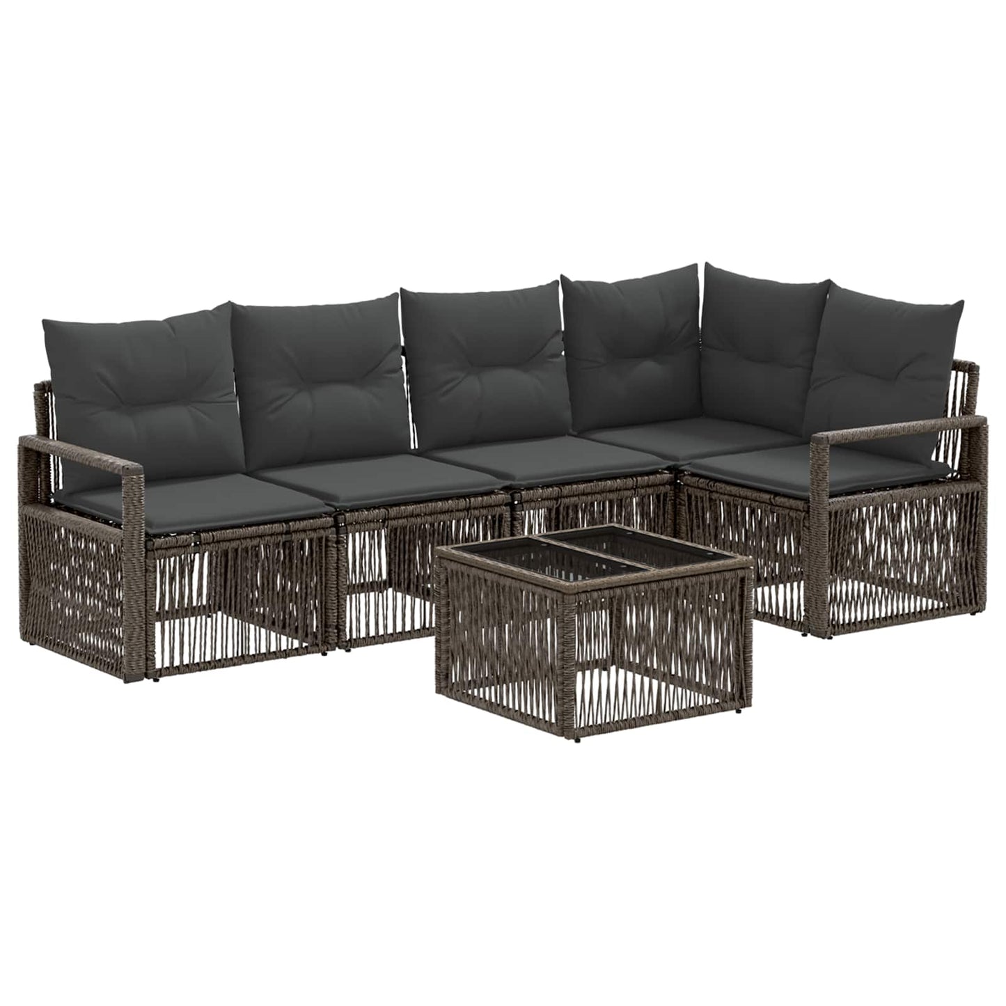Gartensofa-set 6 stk. Grau Poly-Rattan